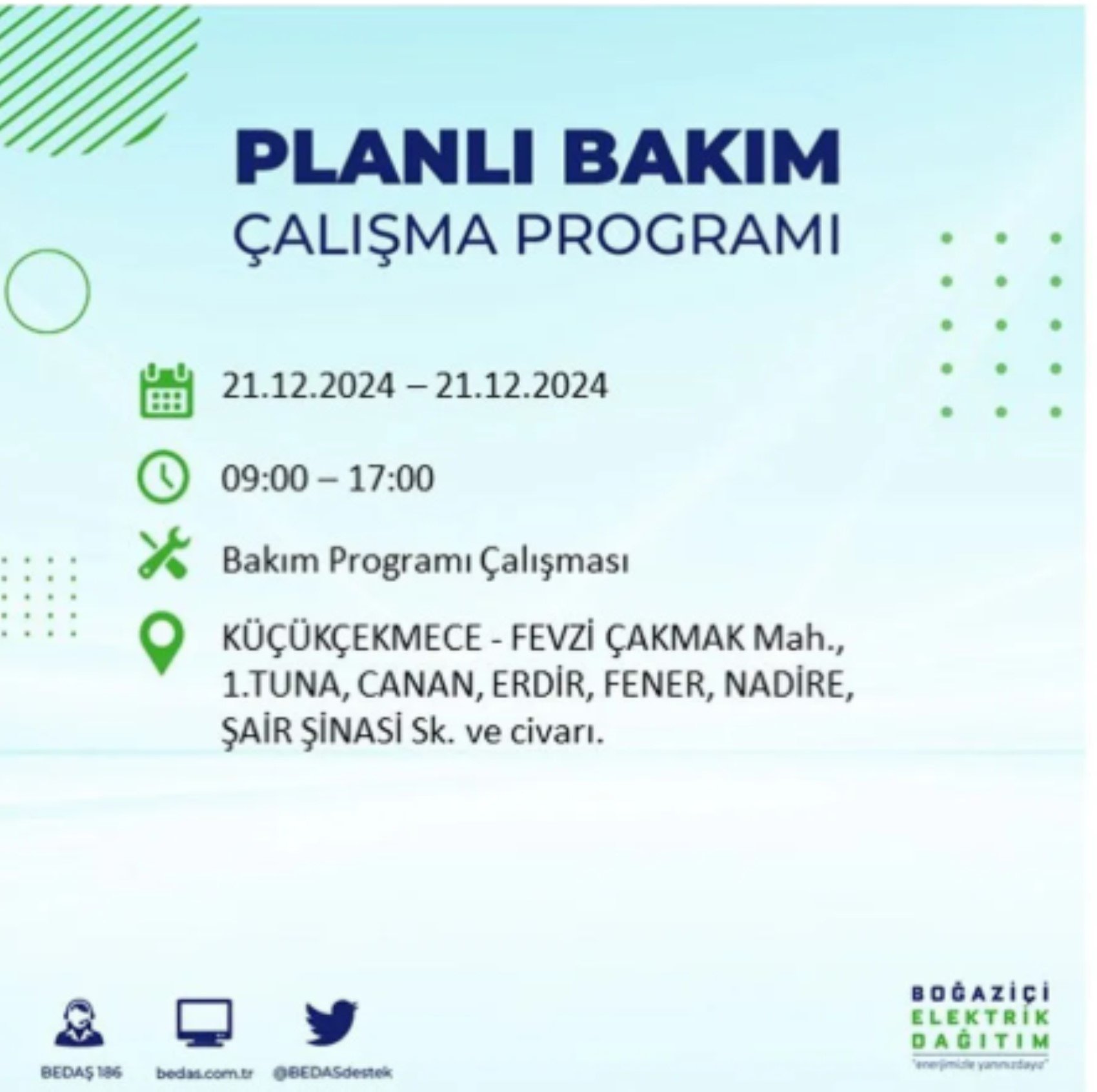 BEDAŞ açıkladı... İstanbul'da elektrik kesintisi: 21 Aralık'ta hangi mahalleler etkilenecek?