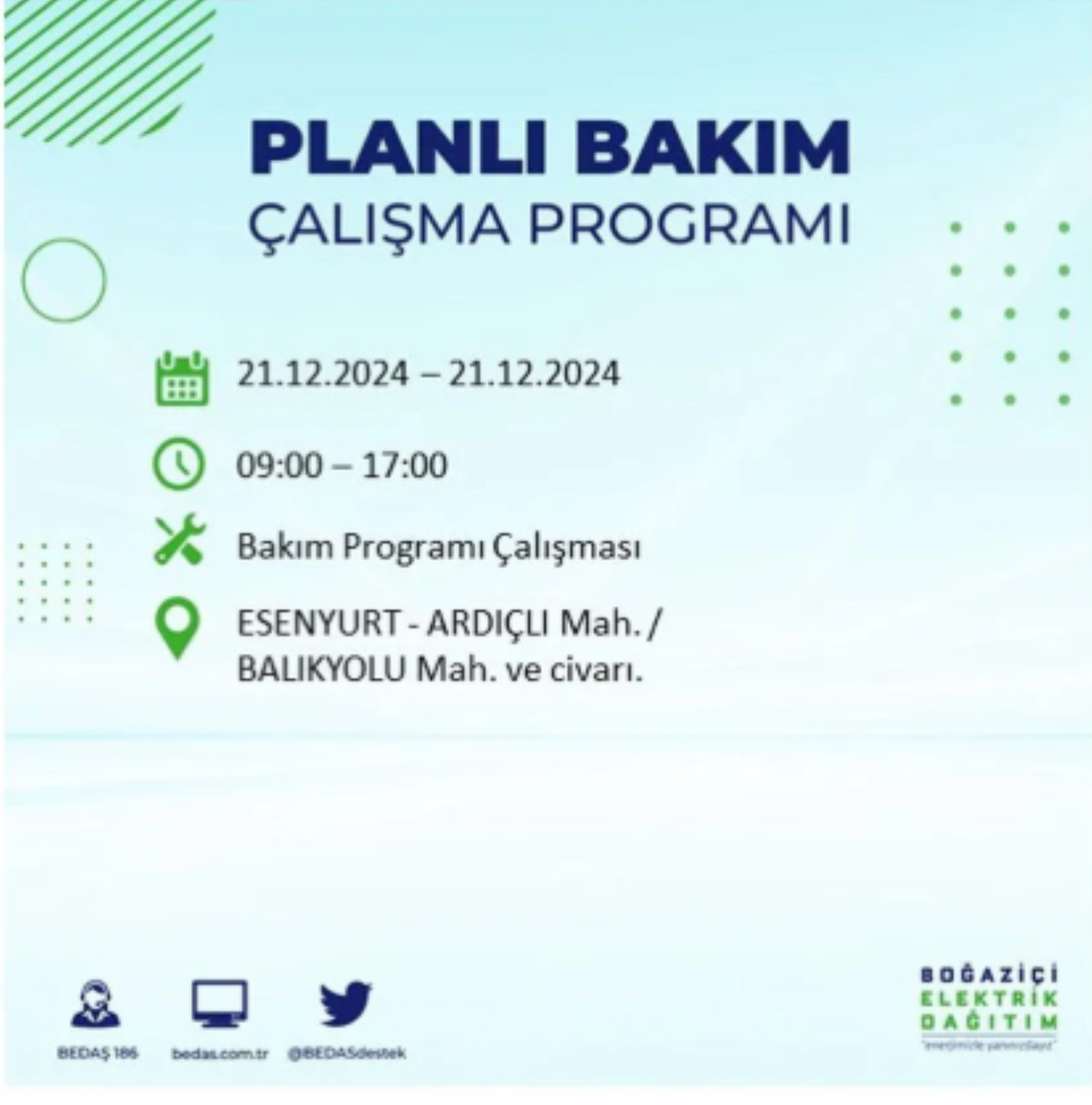 BEDAŞ açıkladı... İstanbul'da elektrik kesintisi: 21 Aralık'ta hangi mahalleler etkilenecek?