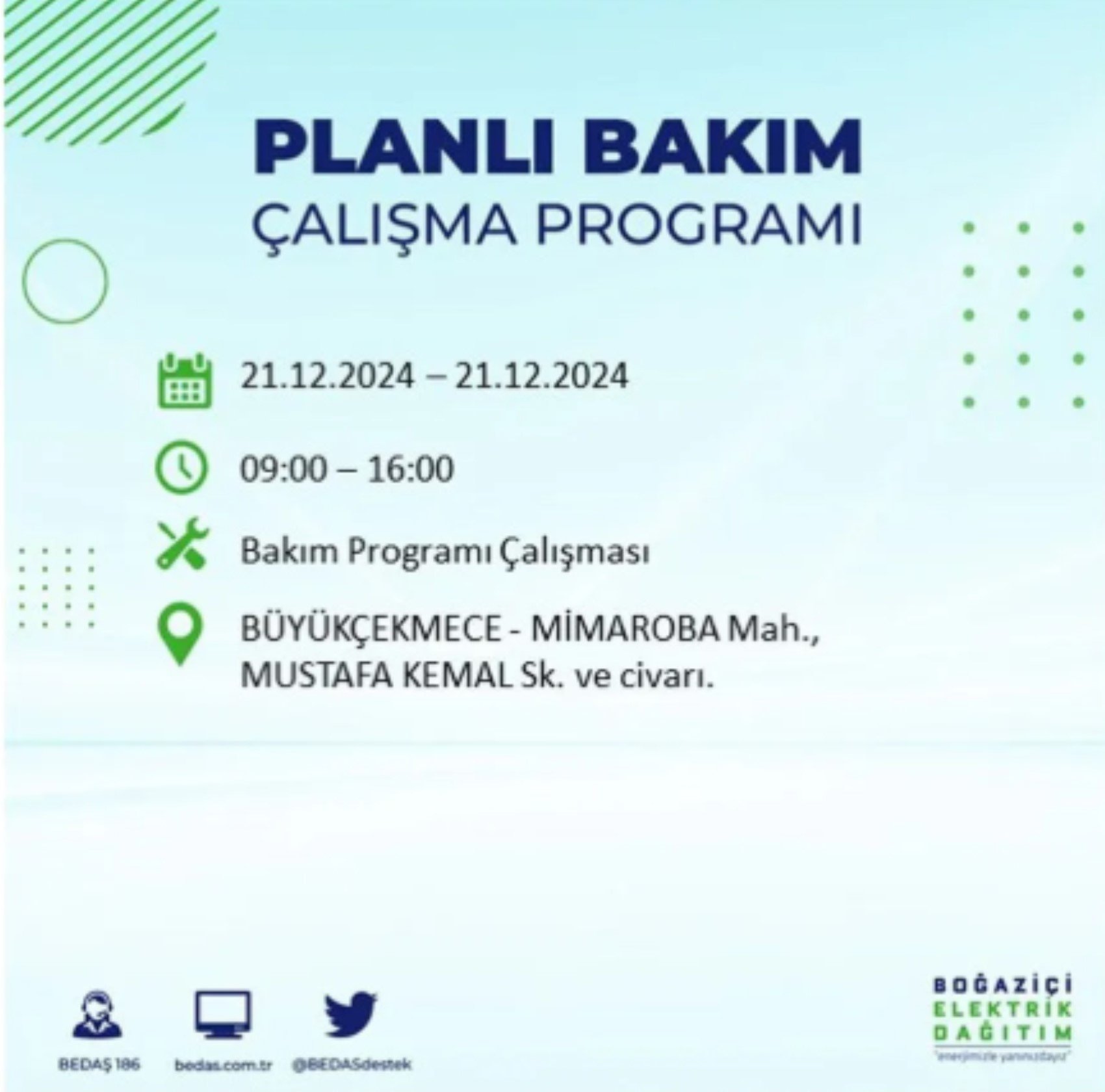 BEDAŞ açıkladı... İstanbul'da elektrik kesintisi: 21 Aralık'ta hangi mahalleler etkilenecek?