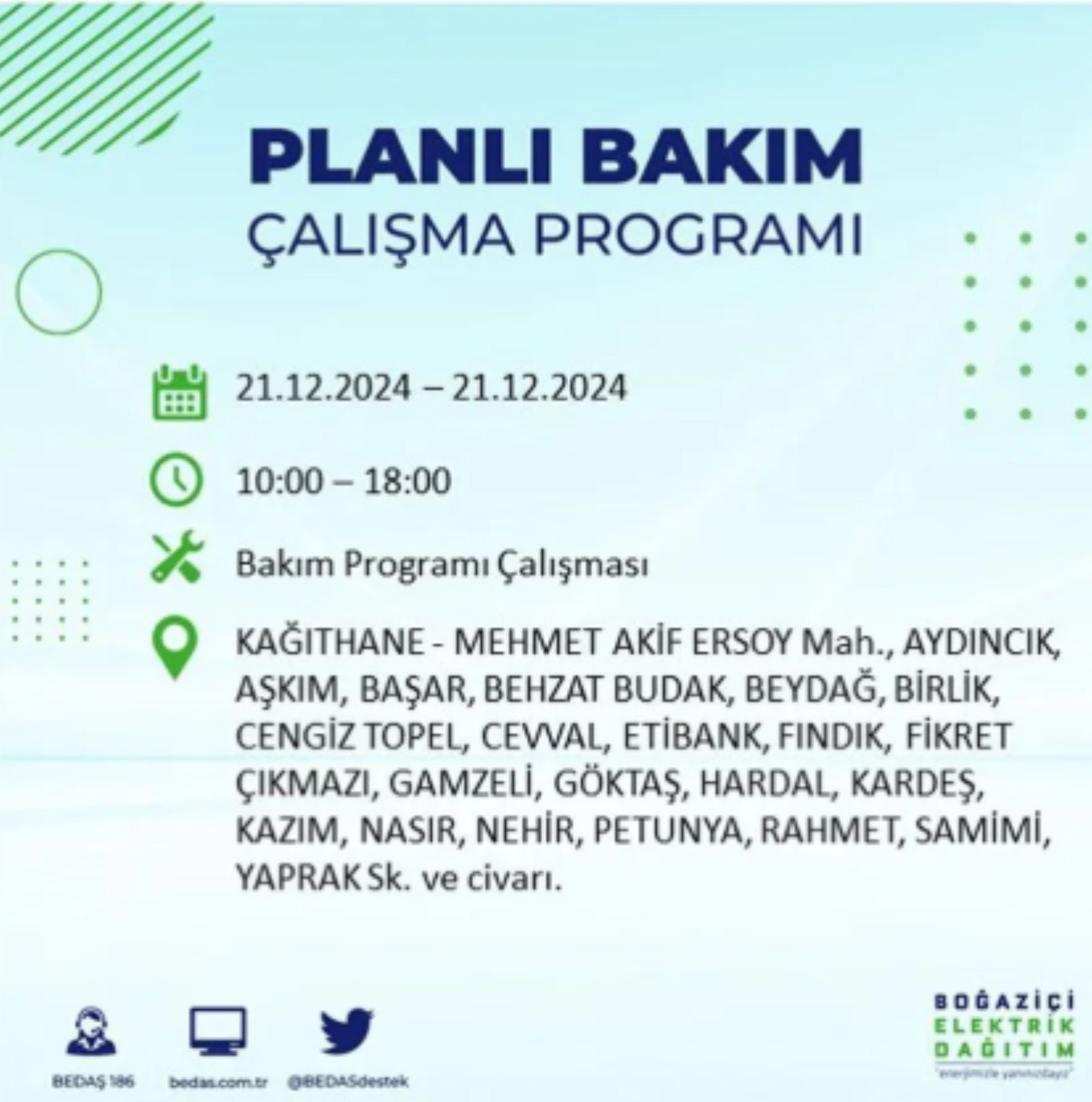 BEDAŞ açıkladı... İstanbul'da elektrik kesintisi: 21 Aralık'ta hangi mahalleler etkilenecek?