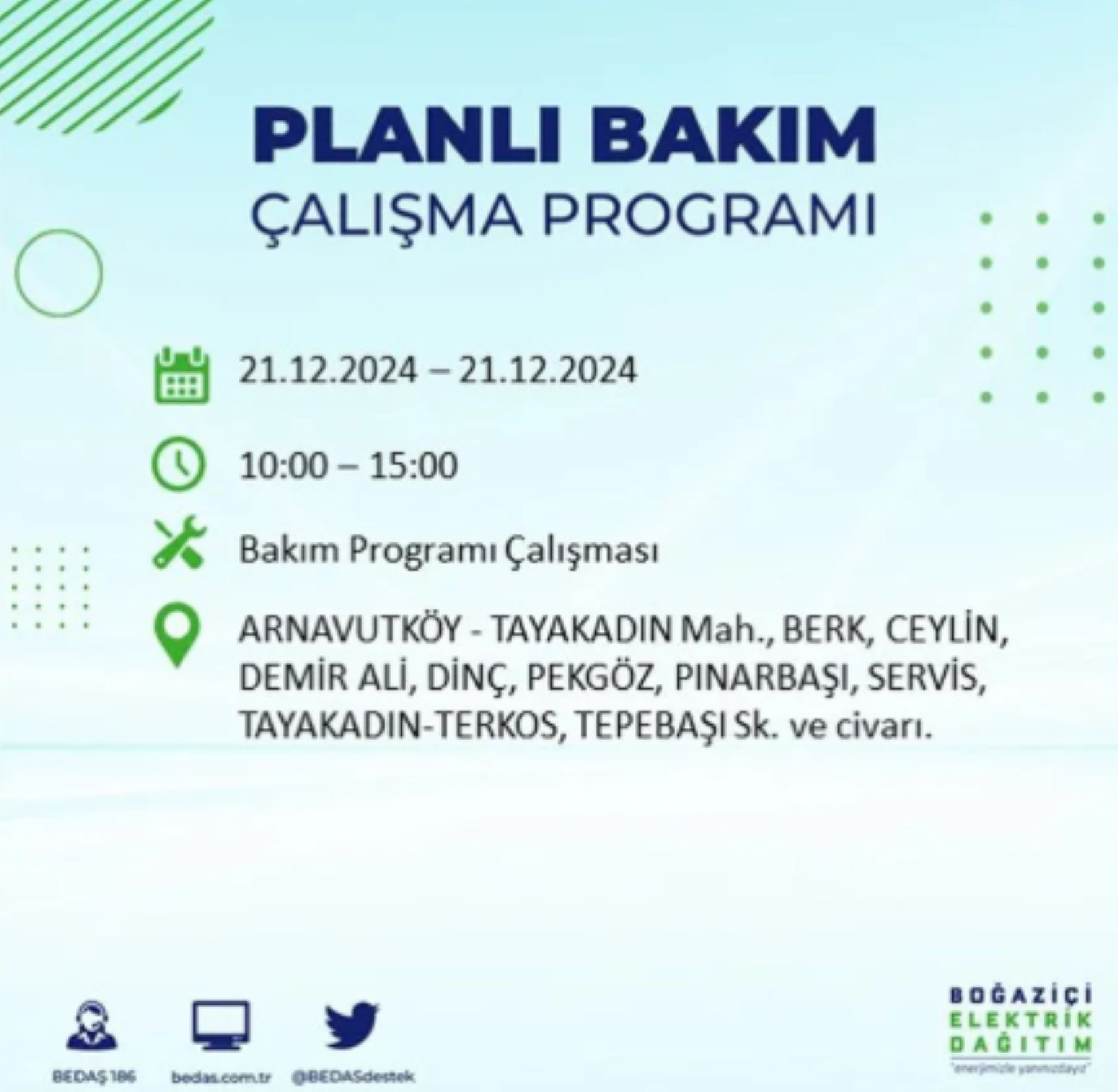 BEDAŞ açıkladı... İstanbul'da elektrik kesintisi: 21 Aralık'ta hangi mahalleler etkilenecek?