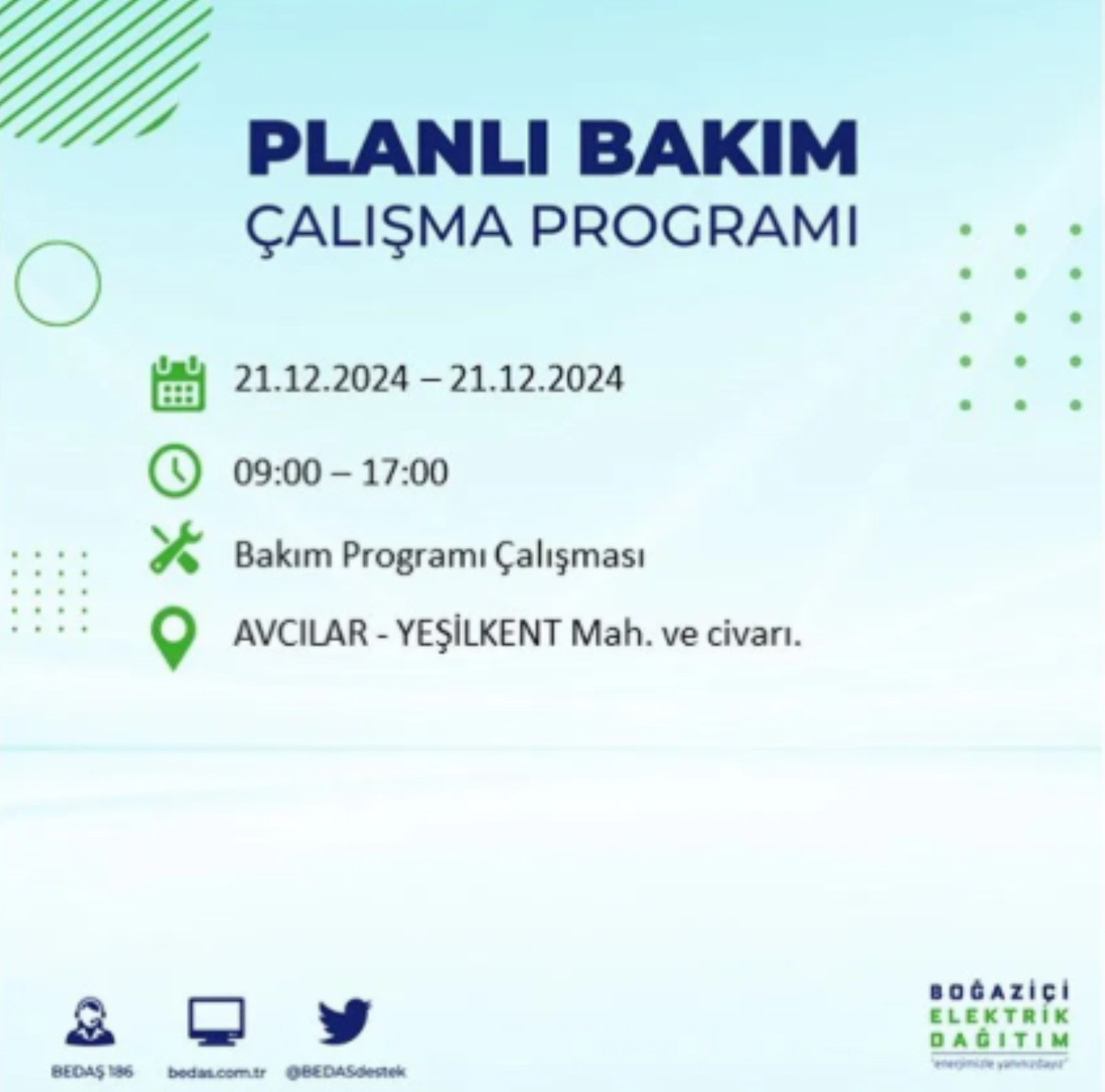 BEDAŞ açıkladı... İstanbul'da elektrik kesintisi: 21 Aralık'ta hangi mahalleler etkilenecek?