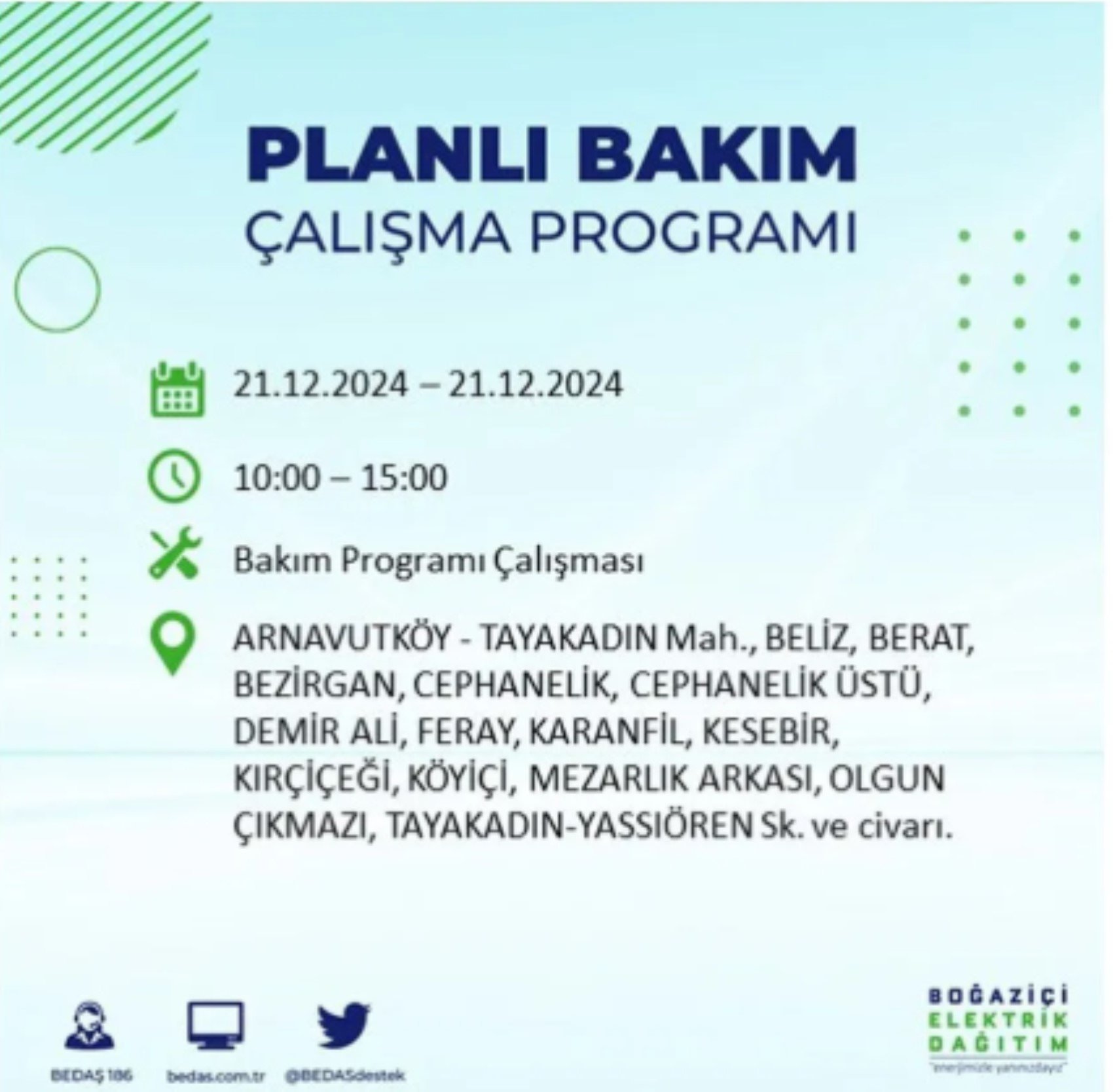 BEDAŞ açıkladı... İstanbul'da elektrik kesintisi: 21 Aralık'ta hangi mahalleler etkilenecek?