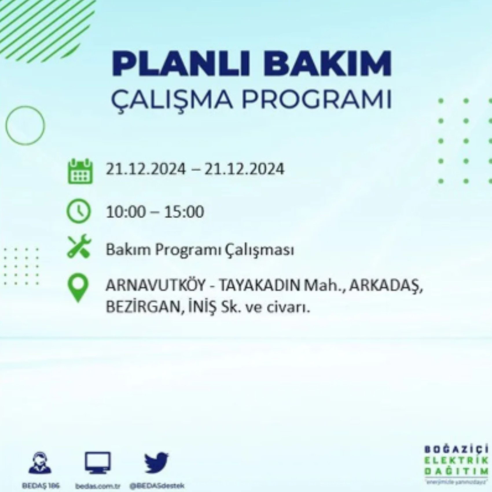 BEDAŞ açıkladı... İstanbul'da elektrik kesintisi: 21 Aralık'ta hangi mahalleler etkilenecek?