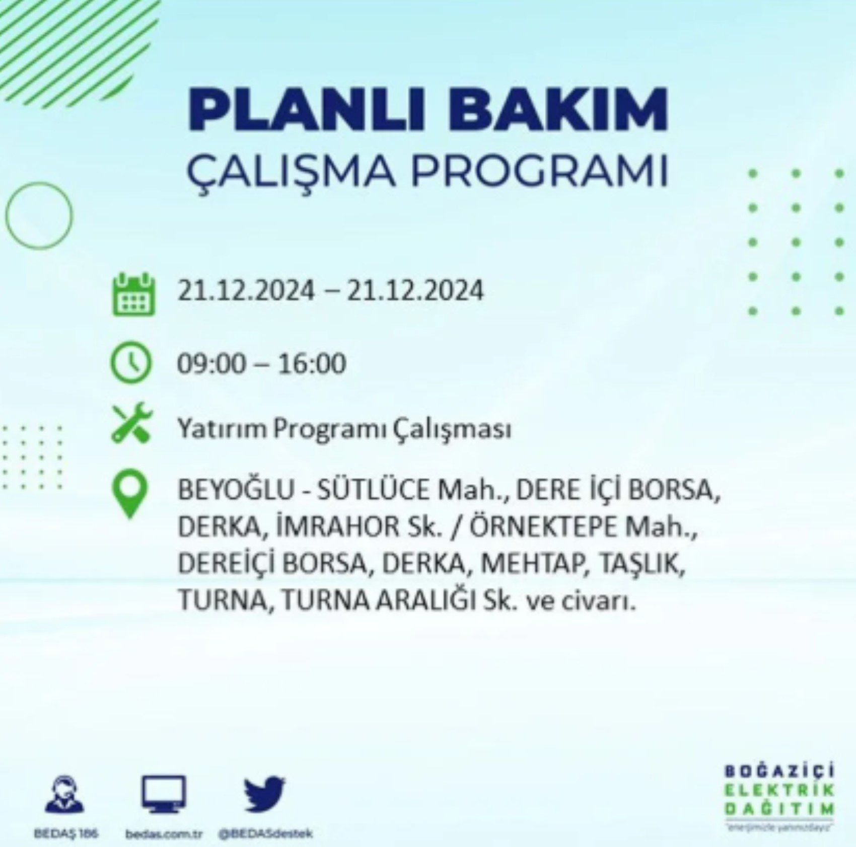 BEDAŞ açıkladı... İstanbul'da elektrik kesintisi: 21 Aralık'ta hangi mahalleler etkilenecek?