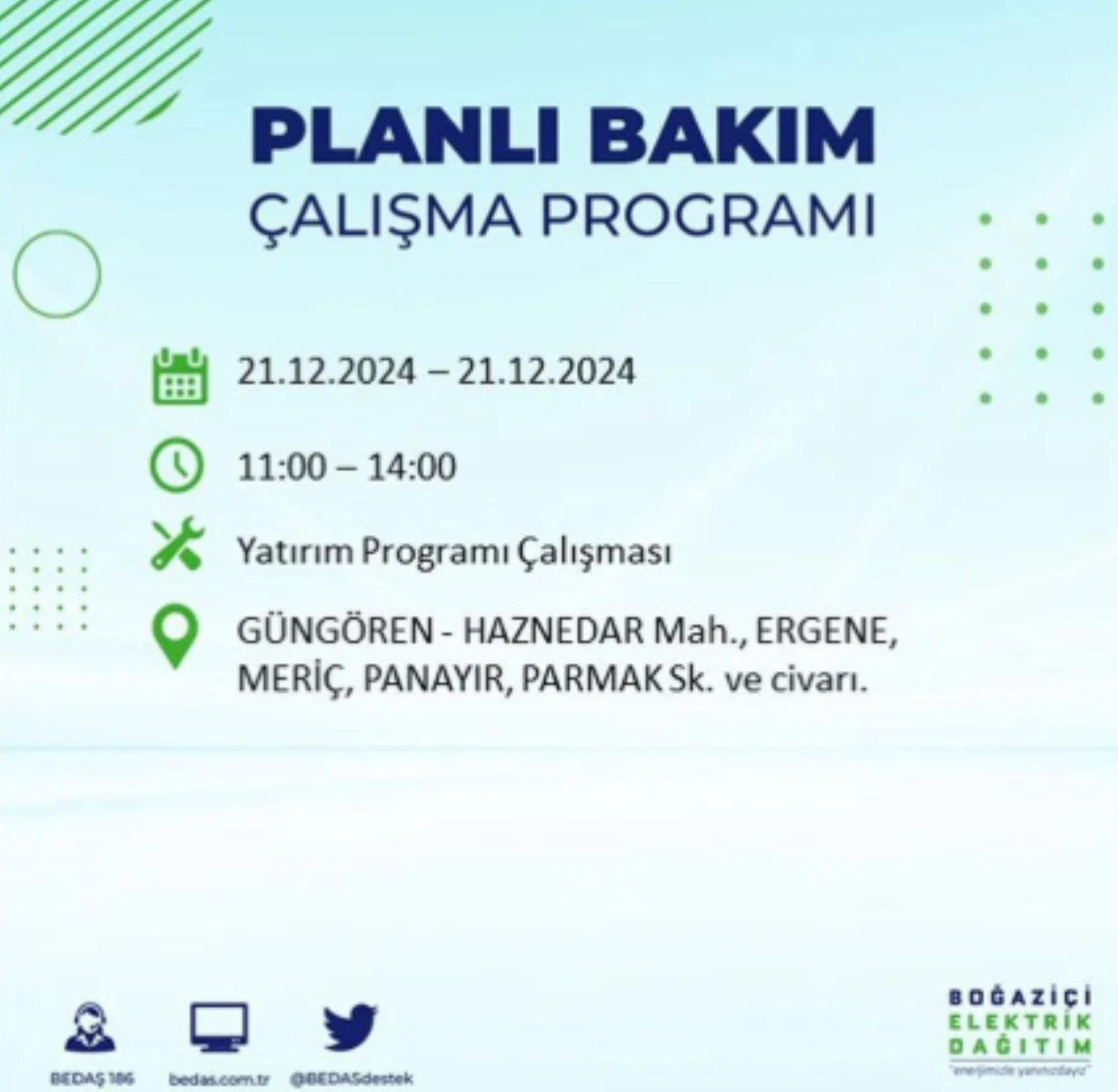 BEDAŞ açıkladı... İstanbul'da elektrik kesintisi: 21 Aralık'ta hangi mahalleler etkilenecek?