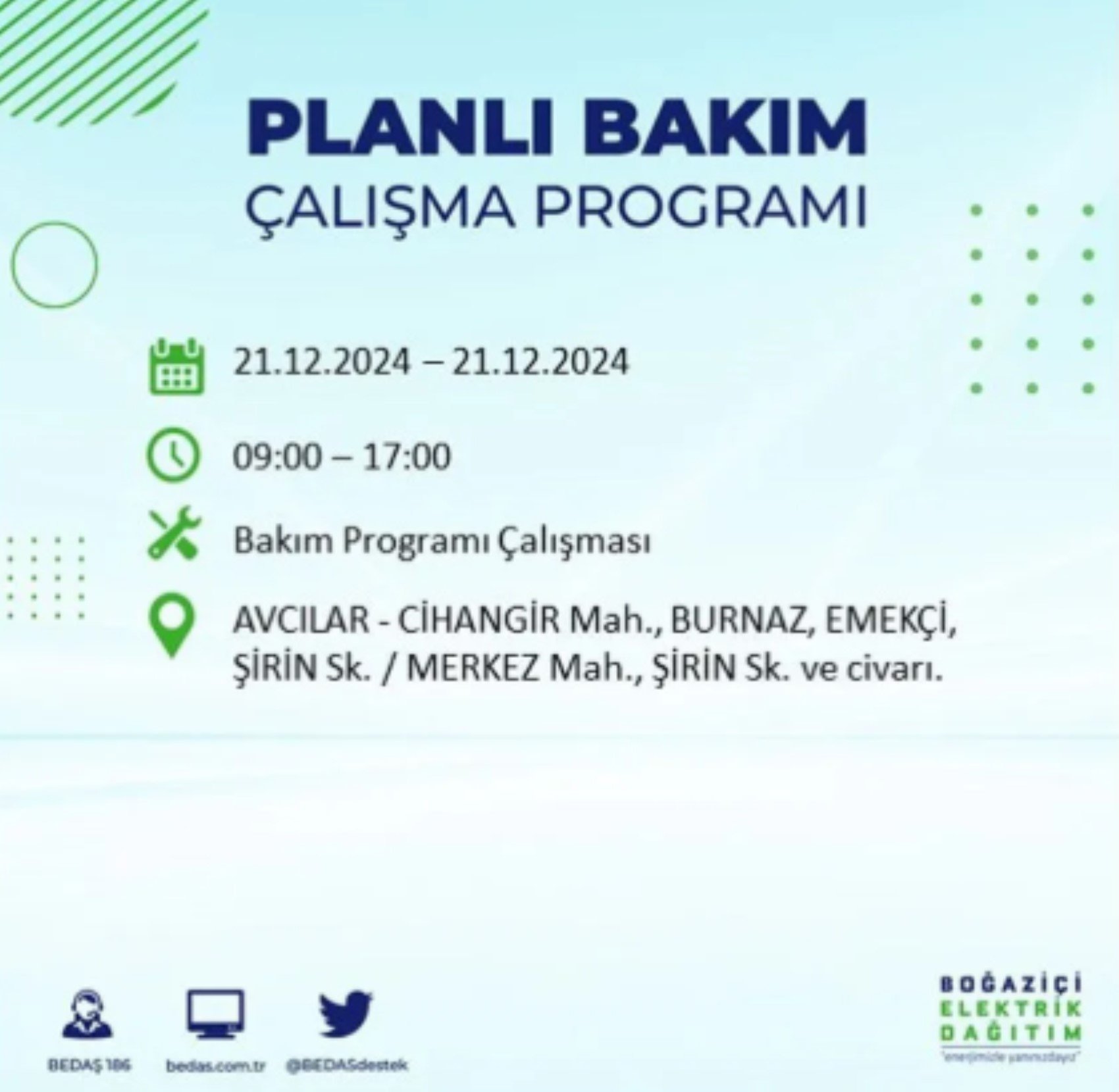 BEDAŞ açıkladı... İstanbul'da elektrik kesintisi: 21 Aralık'ta hangi mahalleler etkilenecek?