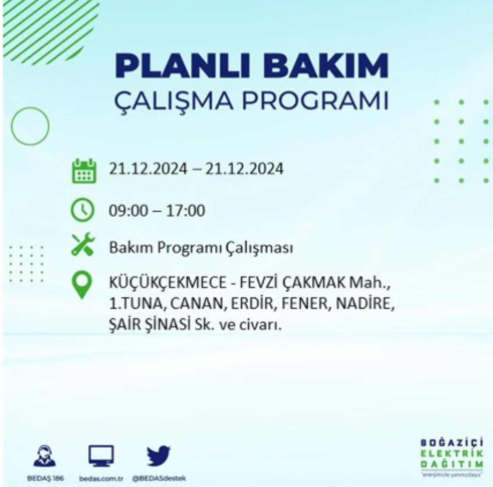 BEDAŞ açıkladı... İstanbul'da elektrik kesintisi: 21 Aralık'ta hangi mahalleler etkilenecek?