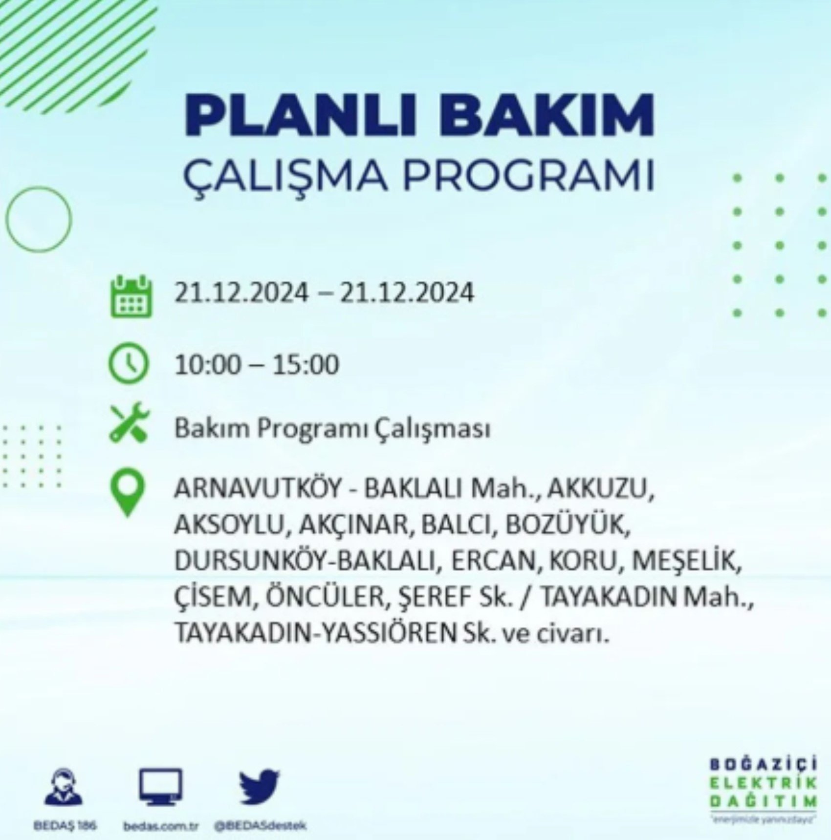 BEDAŞ açıkladı... İstanbul'da elektrik kesintisi: 21 Aralık'ta hangi mahalleler etkilenecek?