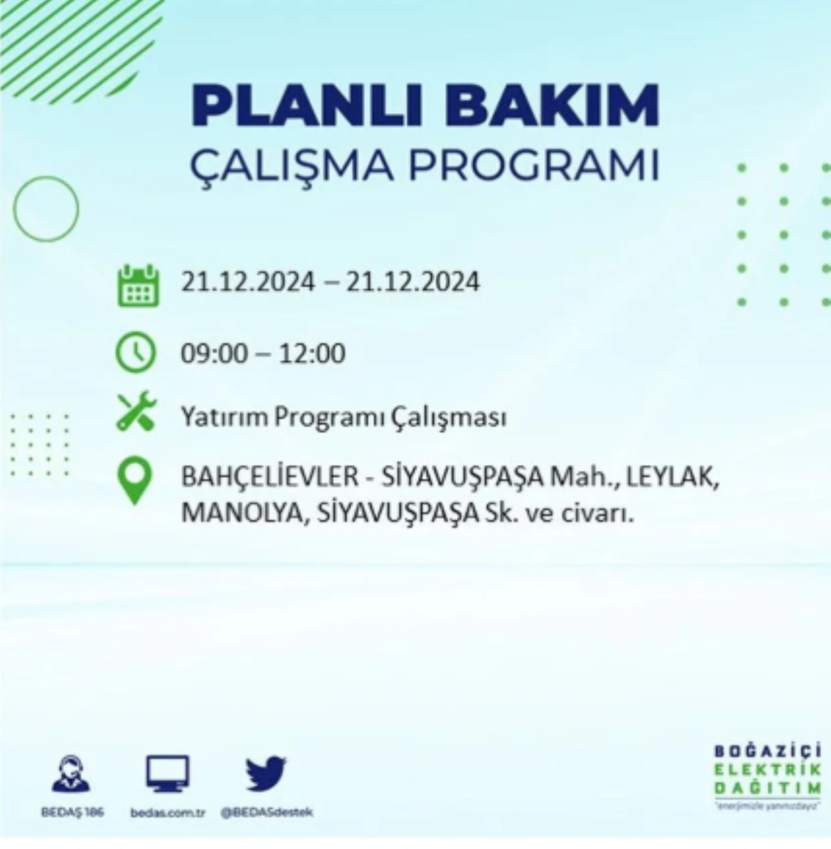 BEDAŞ açıkladı... İstanbul'da elektrik kesintisi: 21 Aralık'ta hangi mahalleler etkilenecek?