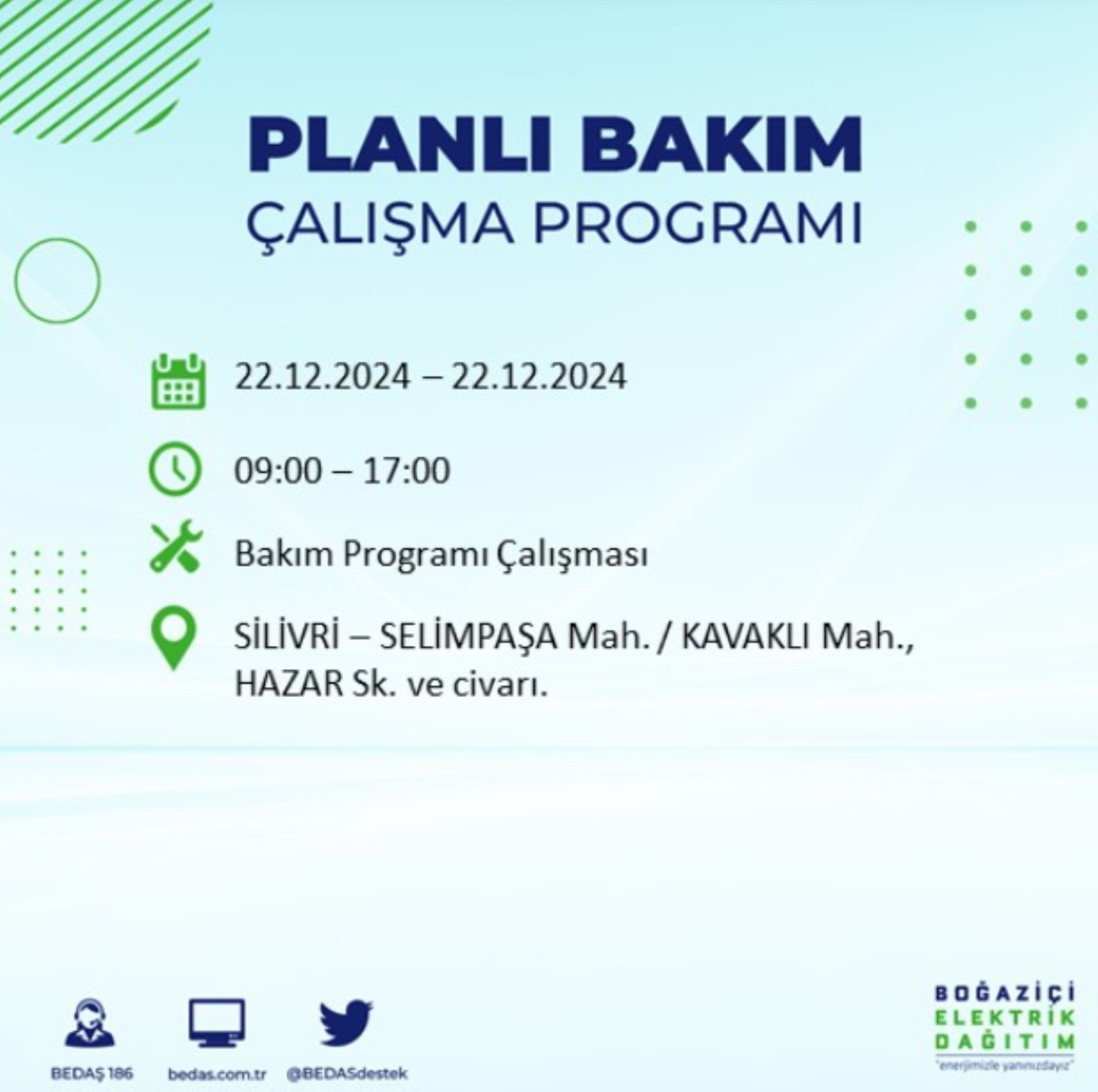 BEDAŞ açıkladı... İstanbul'da elektrik kesintisi: 22 Aralık'ta hangi mahalleler etkilenecek?