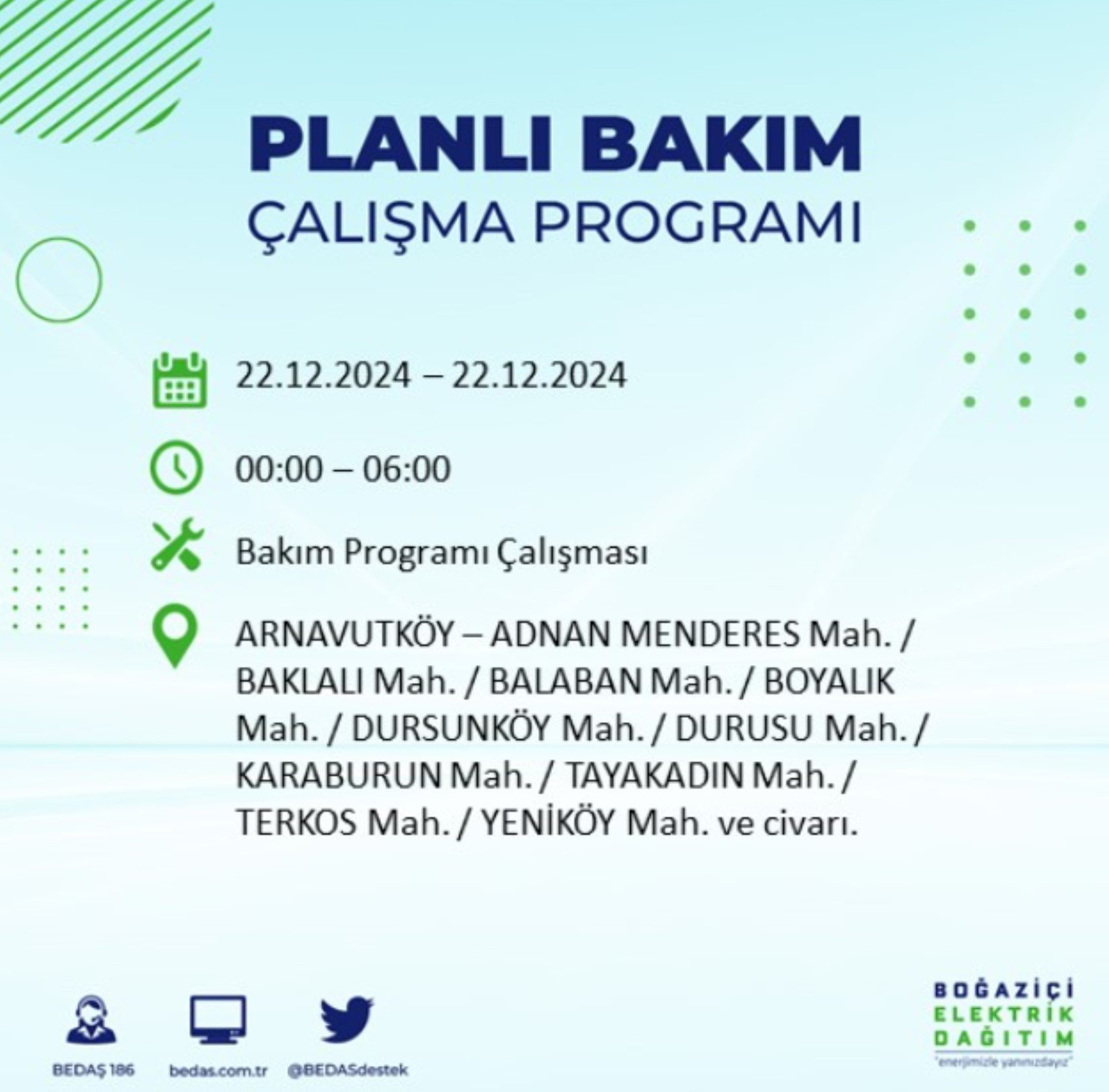 BEDAŞ açıkladı... İstanbul'da elektrik kesintisi: 22 Aralık'ta hangi mahalleler etkilenecek?