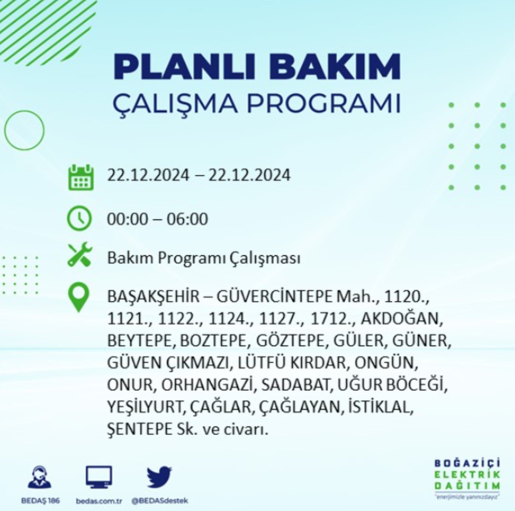 BEDAŞ açıkladı... İstanbul'da elektrik kesintisi: 22 Aralık'ta hangi mahalleler etkilenecek?