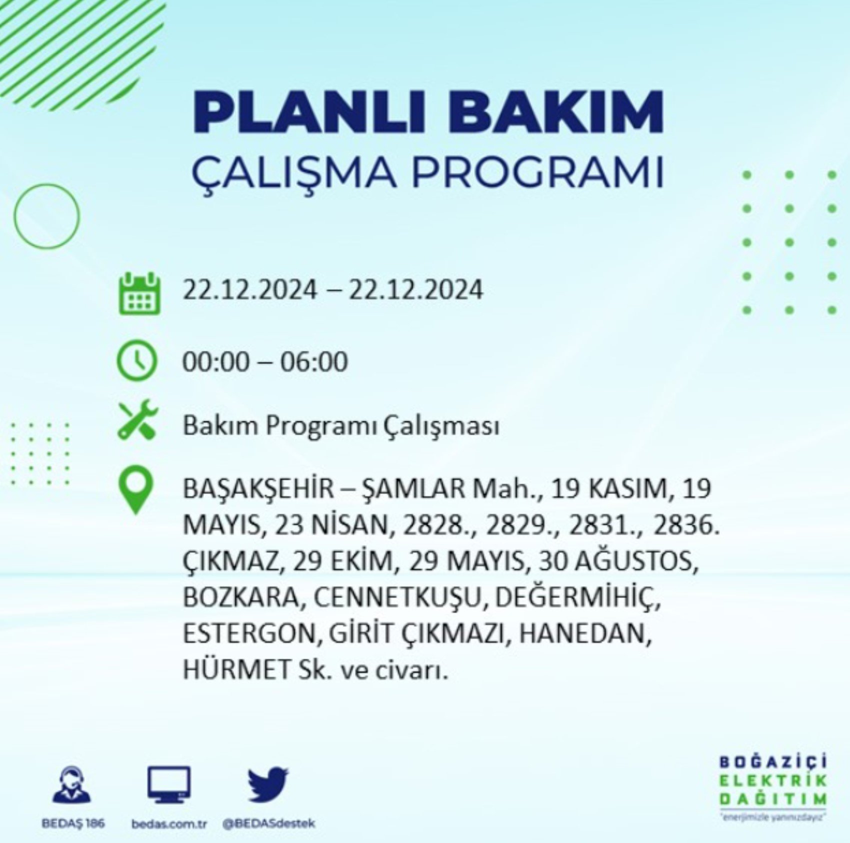 BEDAŞ açıkladı... İstanbul'da elektrik kesintisi: 22 Aralık'ta hangi mahalleler etkilenecek?