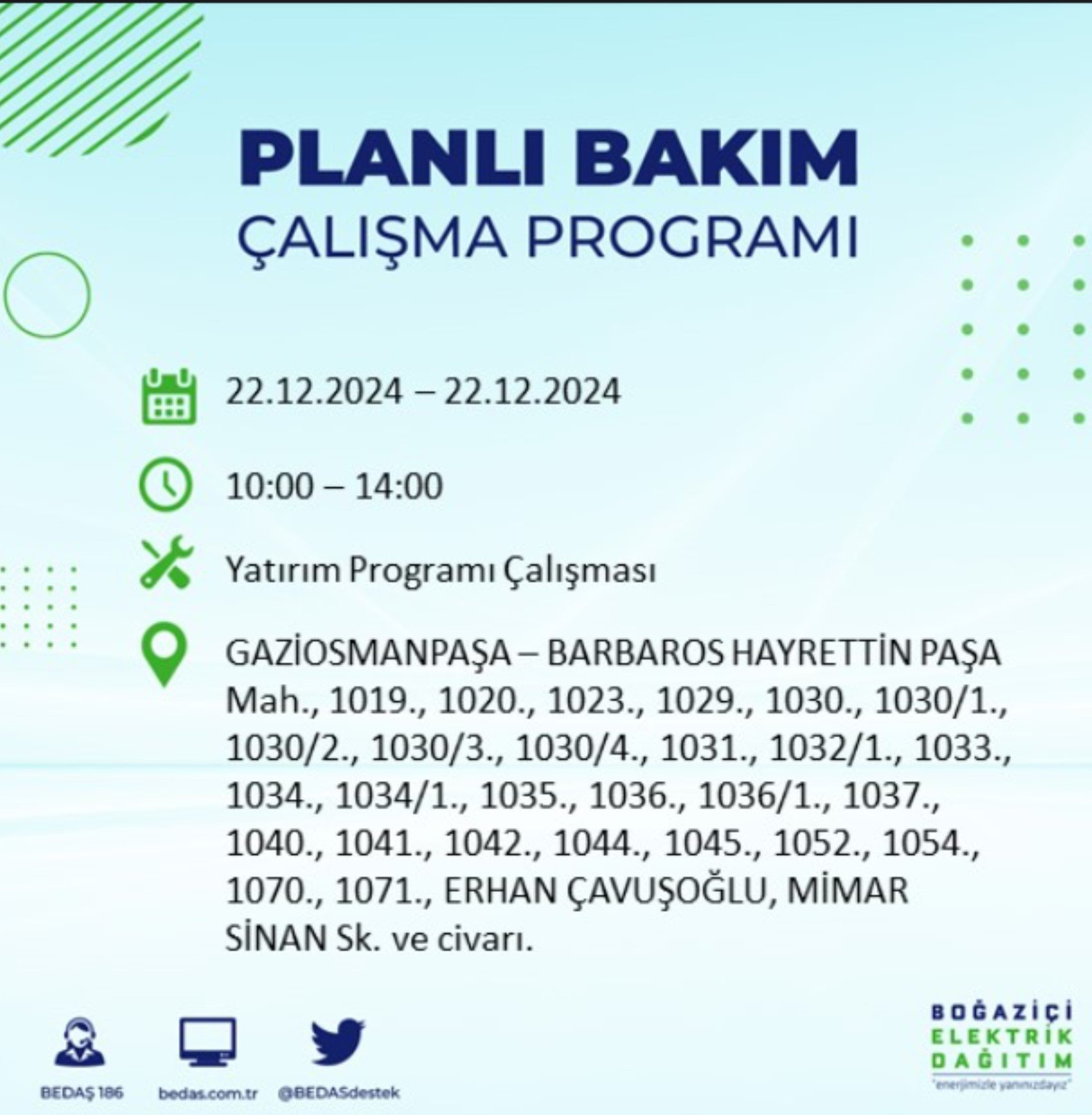 BEDAŞ açıkladı... İstanbul'da elektrik kesintisi: 22 Aralık'ta hangi mahalleler etkilenecek?