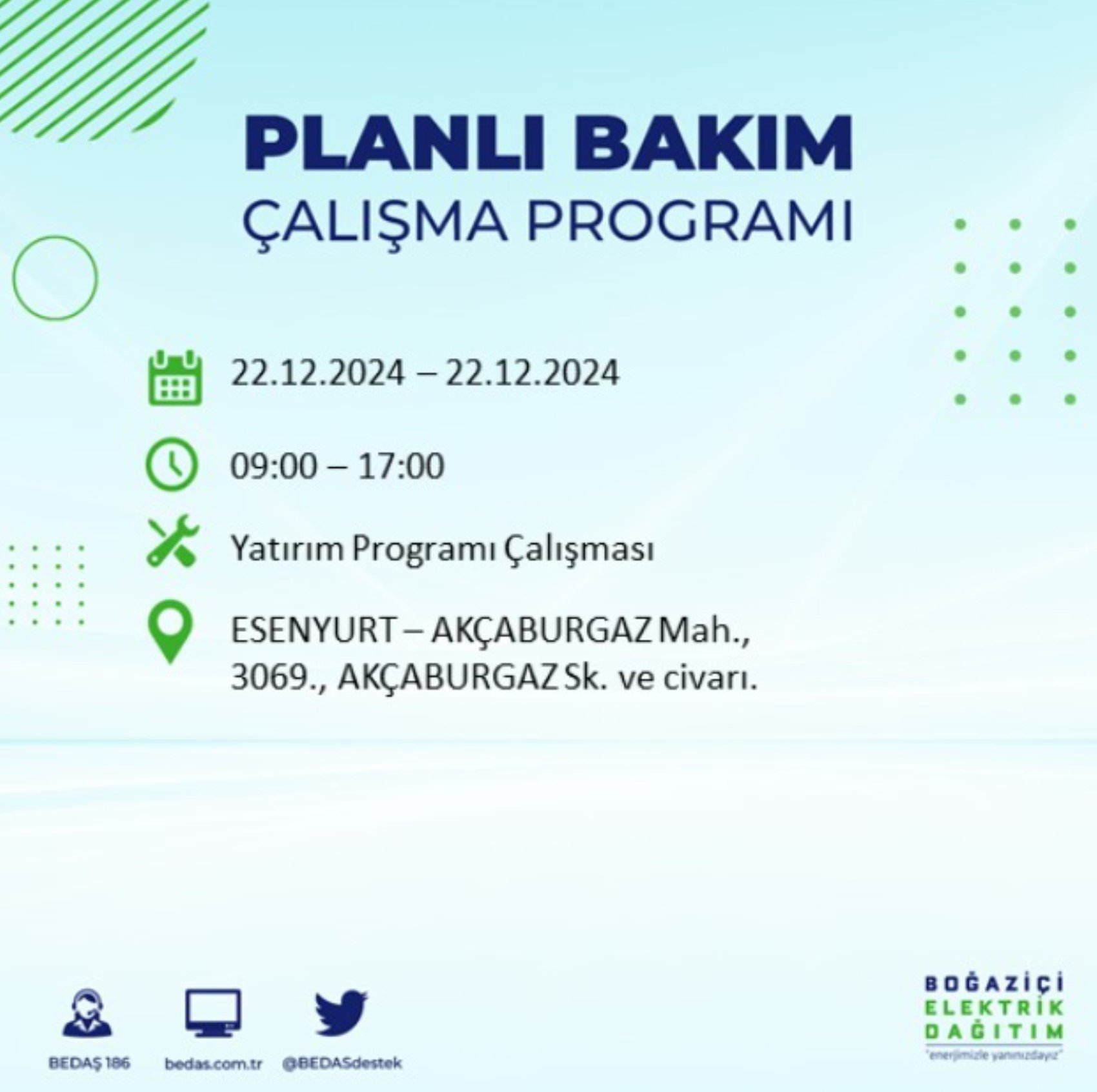 BEDAŞ açıkladı... İstanbul'da elektrik kesintisi: 22 Aralık'ta hangi mahalleler etkilenecek?