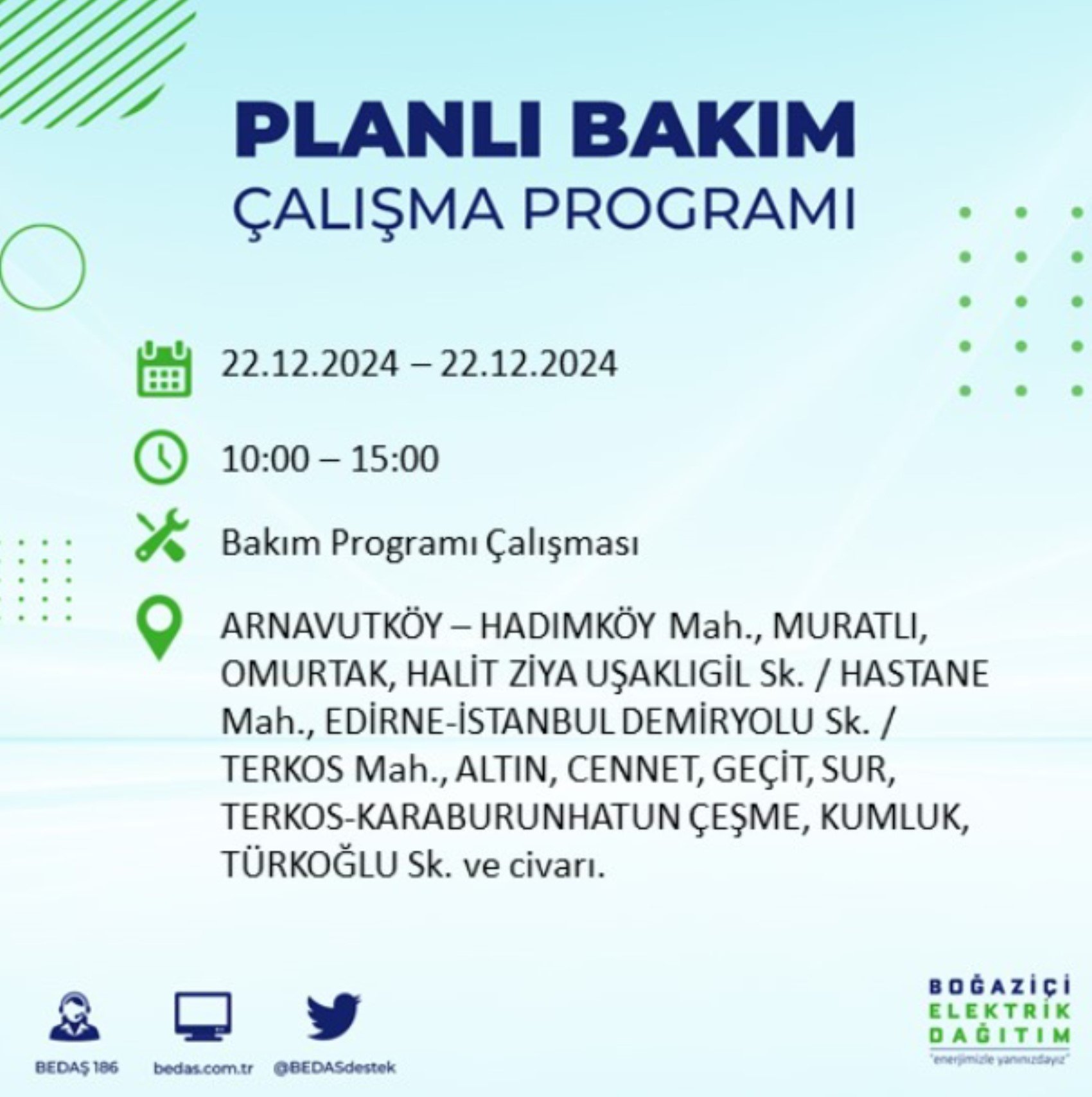 BEDAŞ açıkladı... İstanbul'da elektrik kesintisi: 22 Aralık'ta hangi mahalleler etkilenecek?