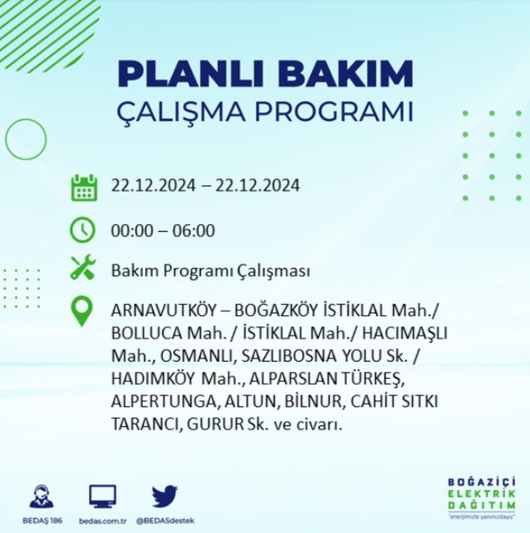 BEDAŞ açıkladı... İstanbul'da elektrik kesintisi: 22 Aralık'ta hangi mahalleler etkilenecek?