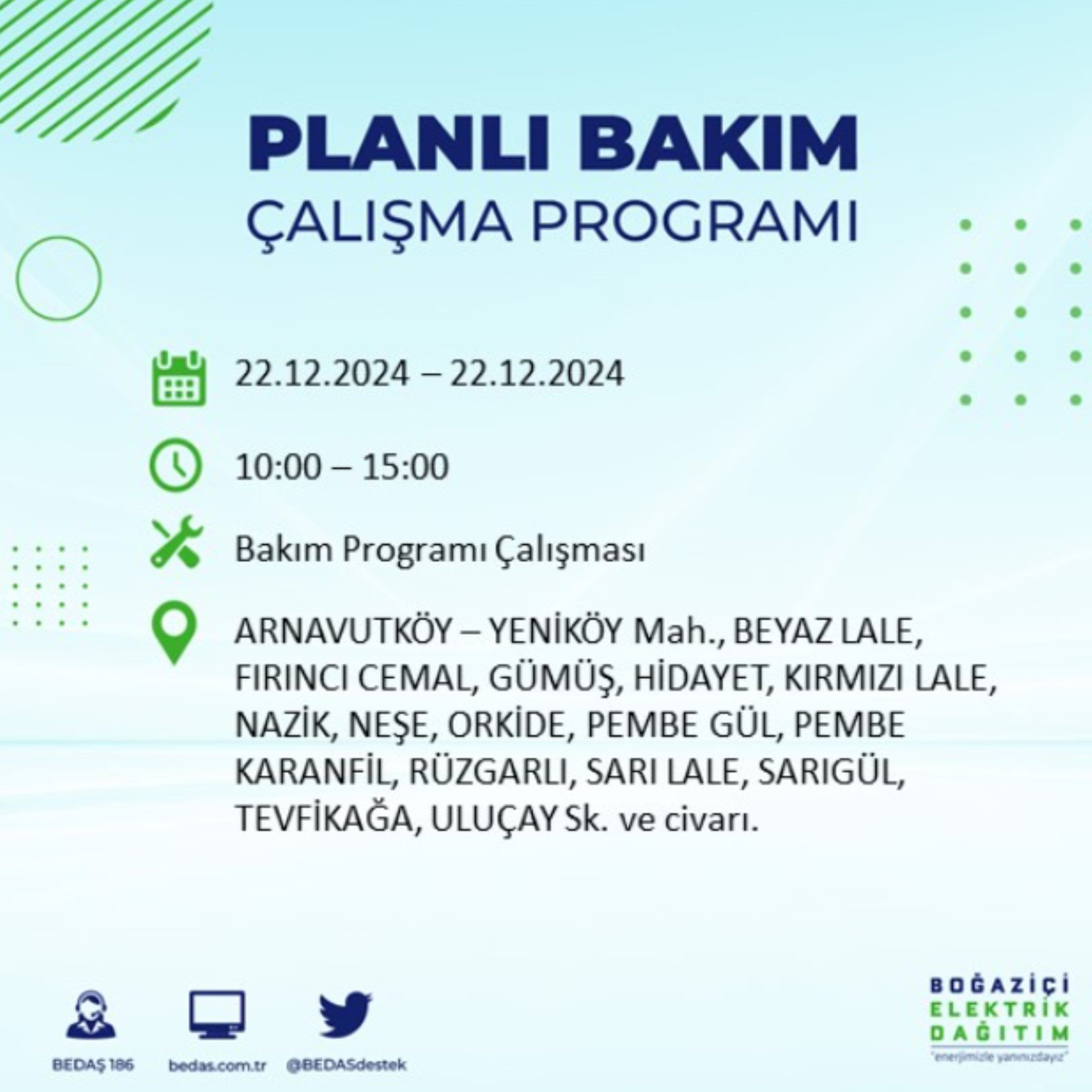 BEDAŞ açıkladı... İstanbul'da elektrik kesintisi: 22 Aralık'ta hangi mahalleler etkilenecek?