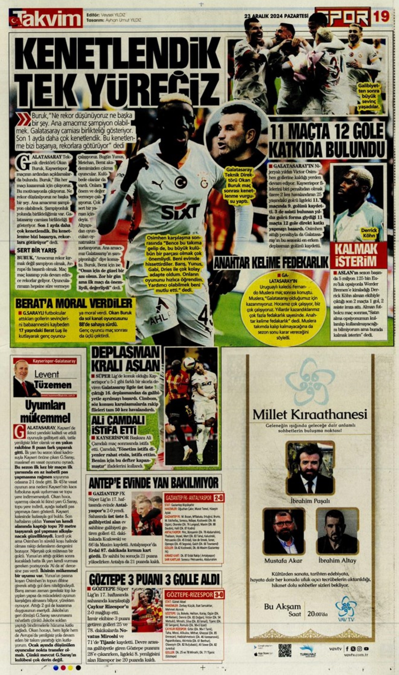 'Il Leone è solo in vetta': le prime pagine dei giornali del 23 dicembre