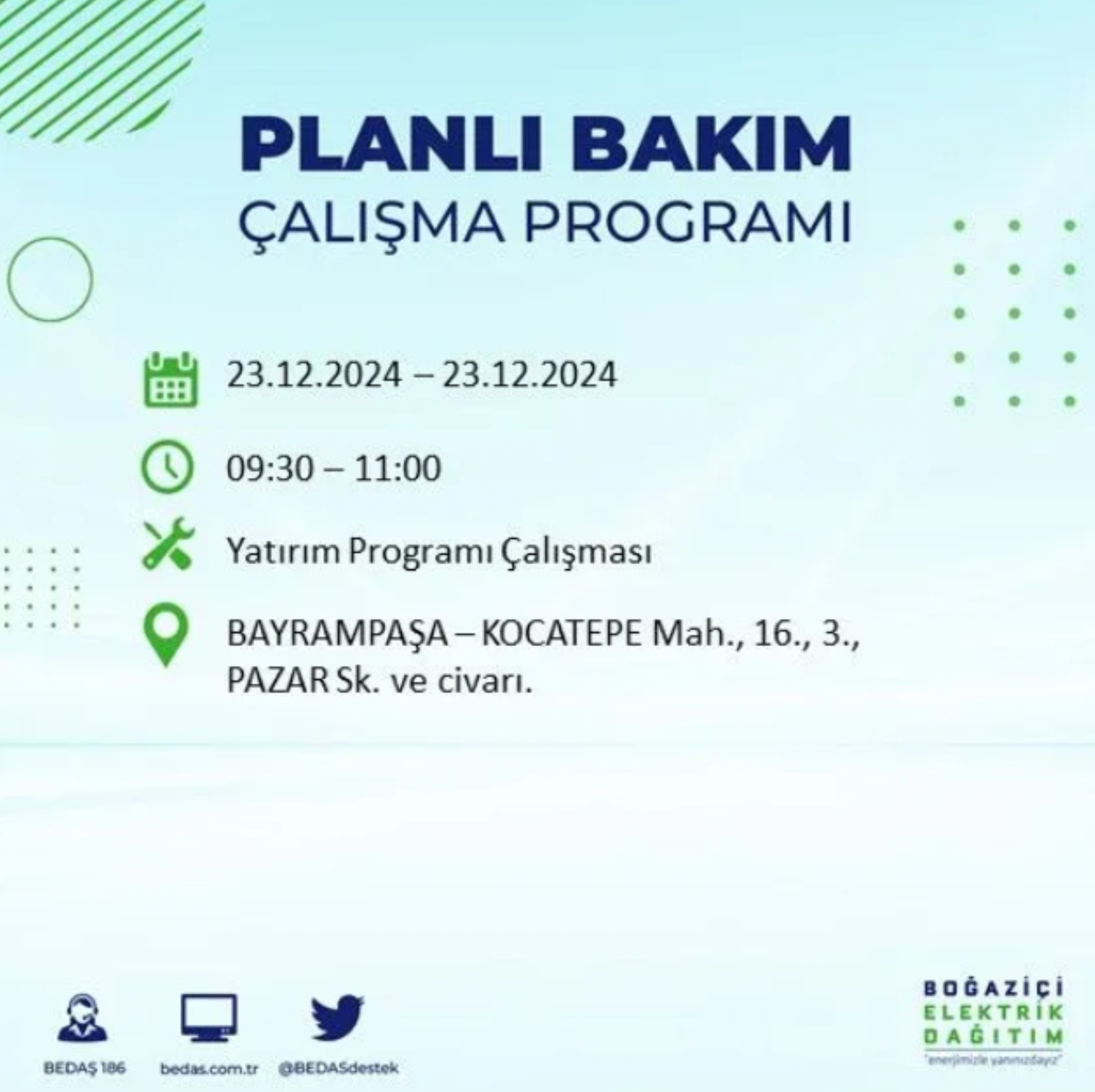 BEDAŞ açıkladı... İstanbul'da elektrik kesintisi: 23 Aralık'ta hangi mahalleler etkilenecek?