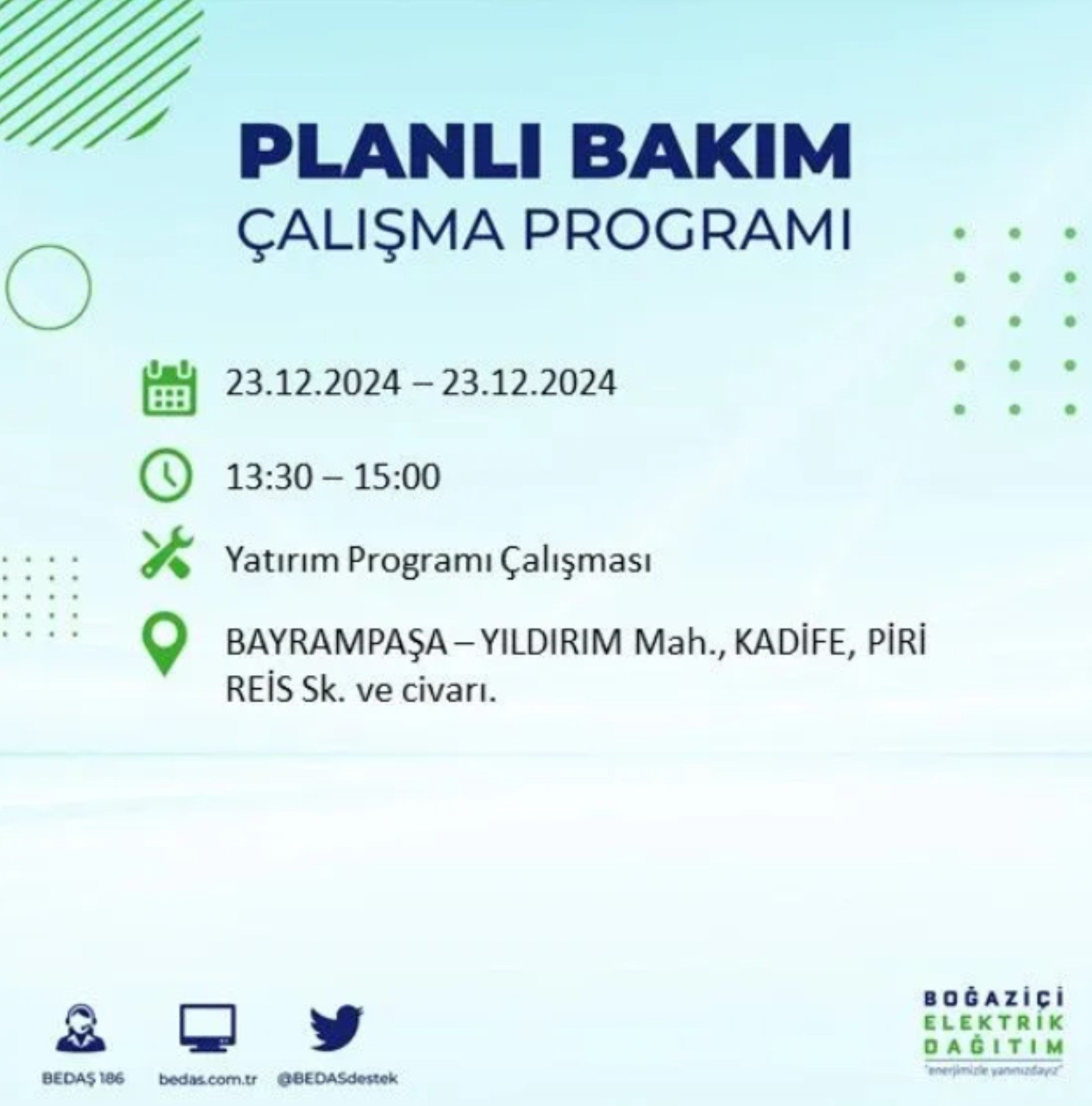 BEDAŞ açıkladı... İstanbul'da elektrik kesintisi: 23 Aralık'ta hangi mahalleler etkilenecek?