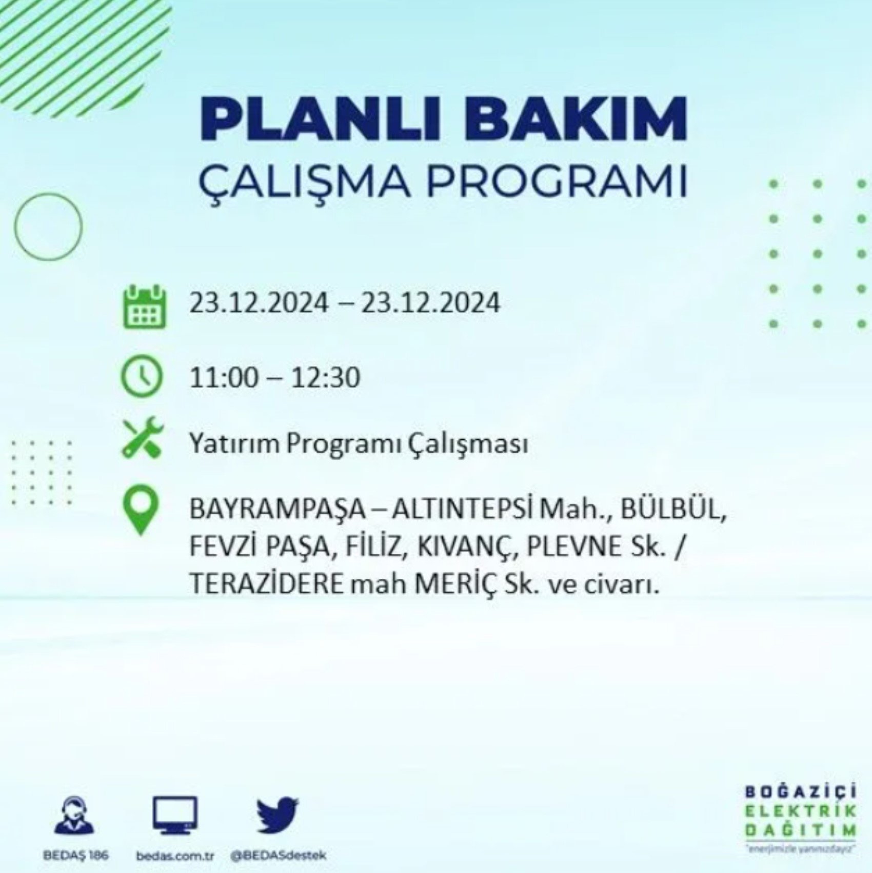 BEDAŞ açıkladı... İstanbul'da elektrik kesintisi: 23 Aralık'ta hangi mahalleler etkilenecek?