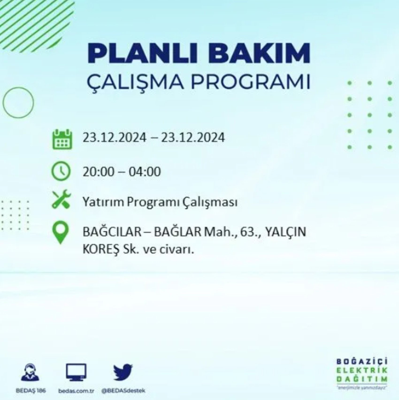 BEDAŞ açıkladı... İstanbul'da elektrik kesintisi: 23 Aralık'ta hangi mahalleler etkilenecek?