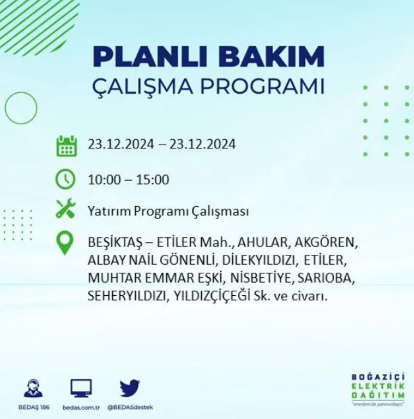 BEDAŞ açıkladı... İstanbul'da elektrik kesintisi: 23 Aralık'ta hangi mahalleler etkilenecek?