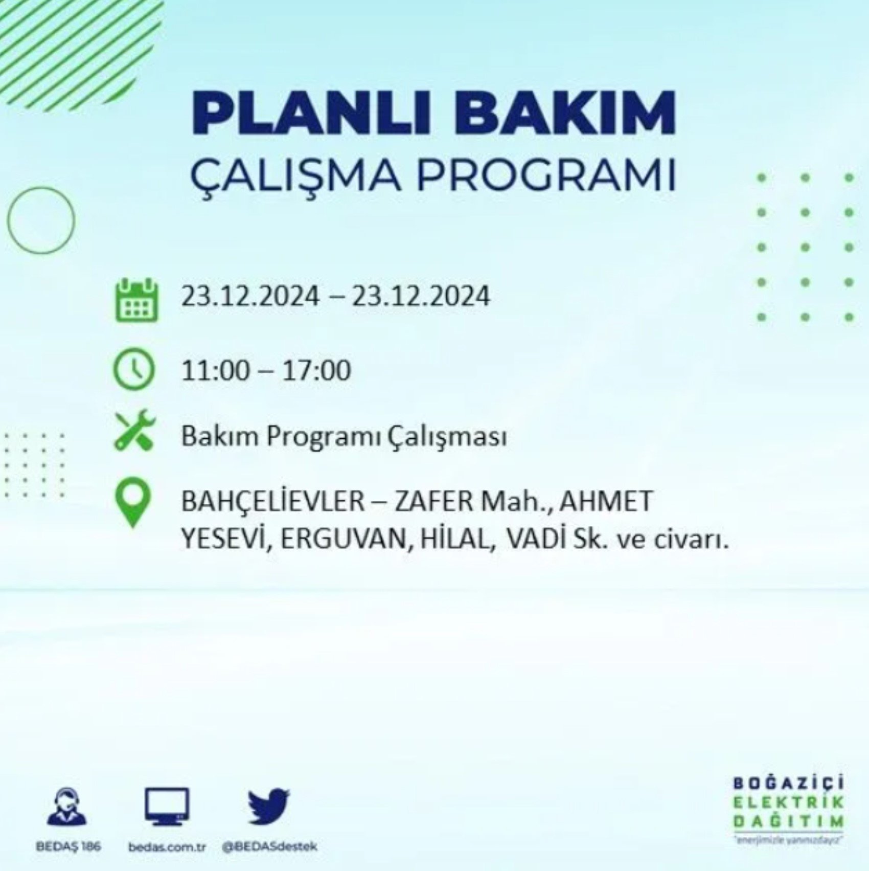 BEDAŞ açıkladı... İstanbul'da elektrik kesintisi: 23 Aralık'ta hangi mahalleler etkilenecek?