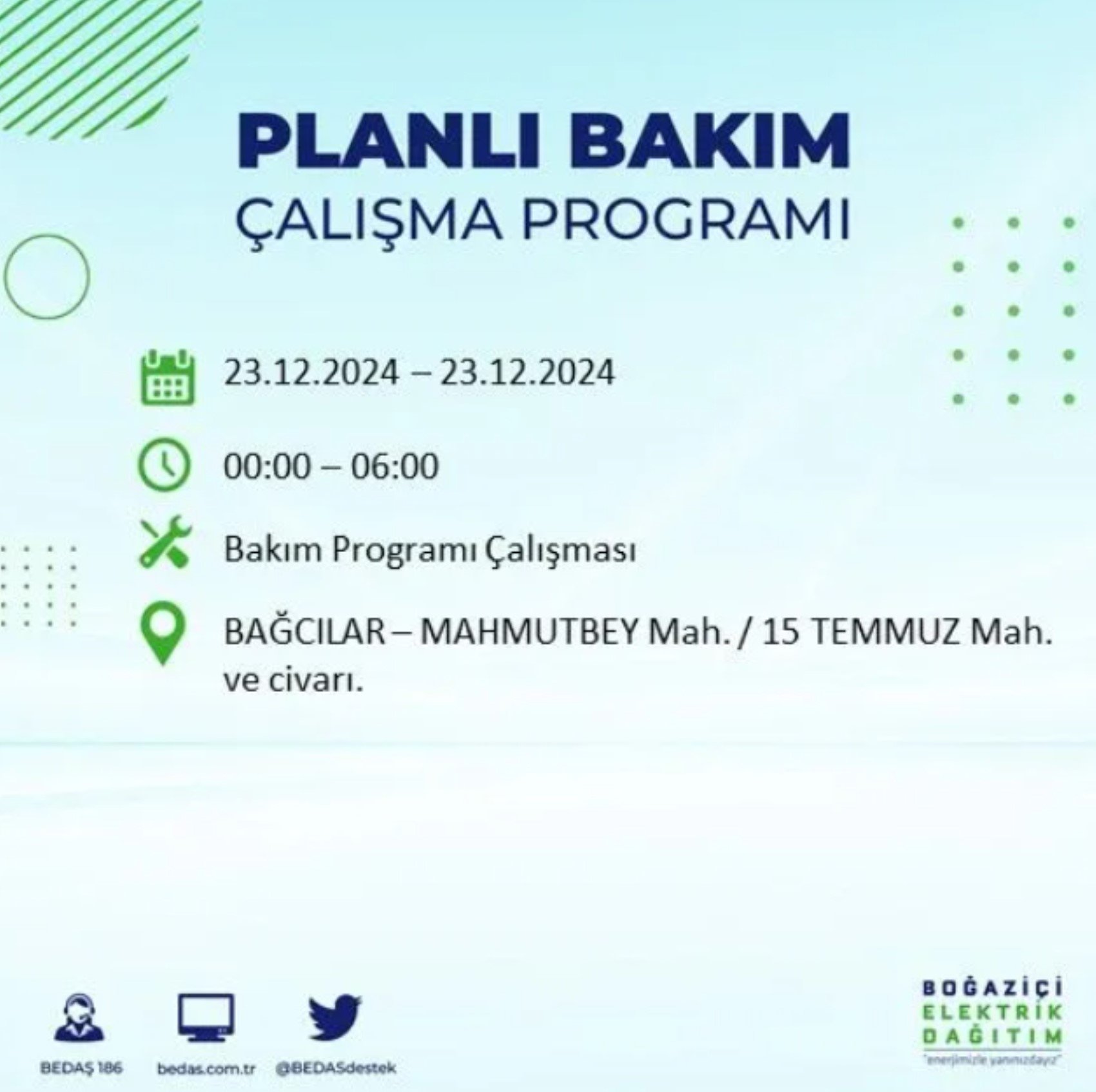 BEDAŞ açıkladı... İstanbul'da elektrik kesintisi: 23 Aralık'ta hangi mahalleler etkilenecek?