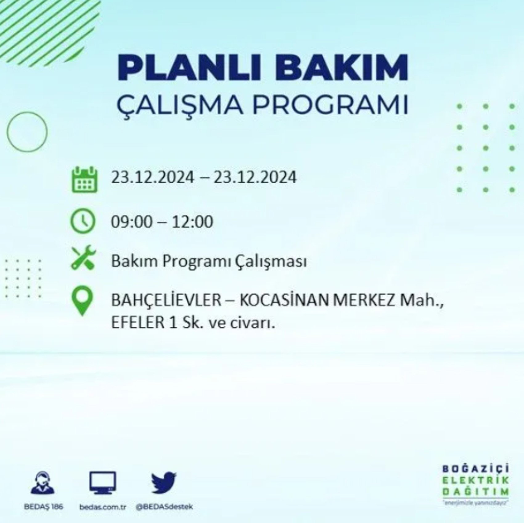 BEDAŞ açıkladı... İstanbul'da elektrik kesintisi: 23 Aralık'ta hangi mahalleler etkilenecek?