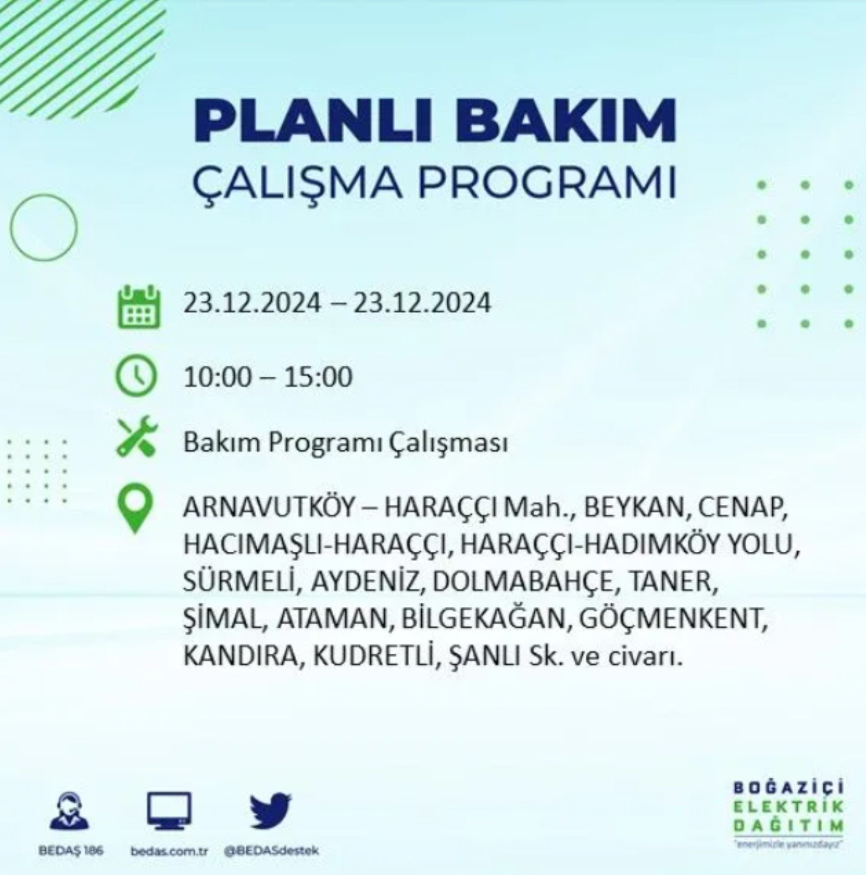 BEDAŞ açıkladı... İstanbul'da elektrik kesintisi: 23 Aralık'ta hangi mahalleler etkilenecek?