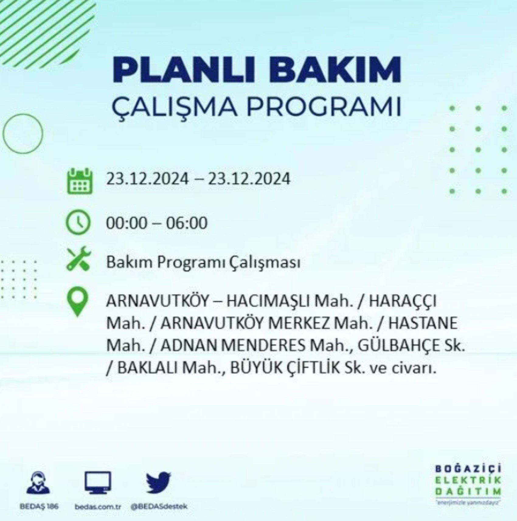 BEDAŞ açıkladı... İstanbul'da elektrik kesintisi: 23 Aralık'ta hangi mahalleler etkilenecek?