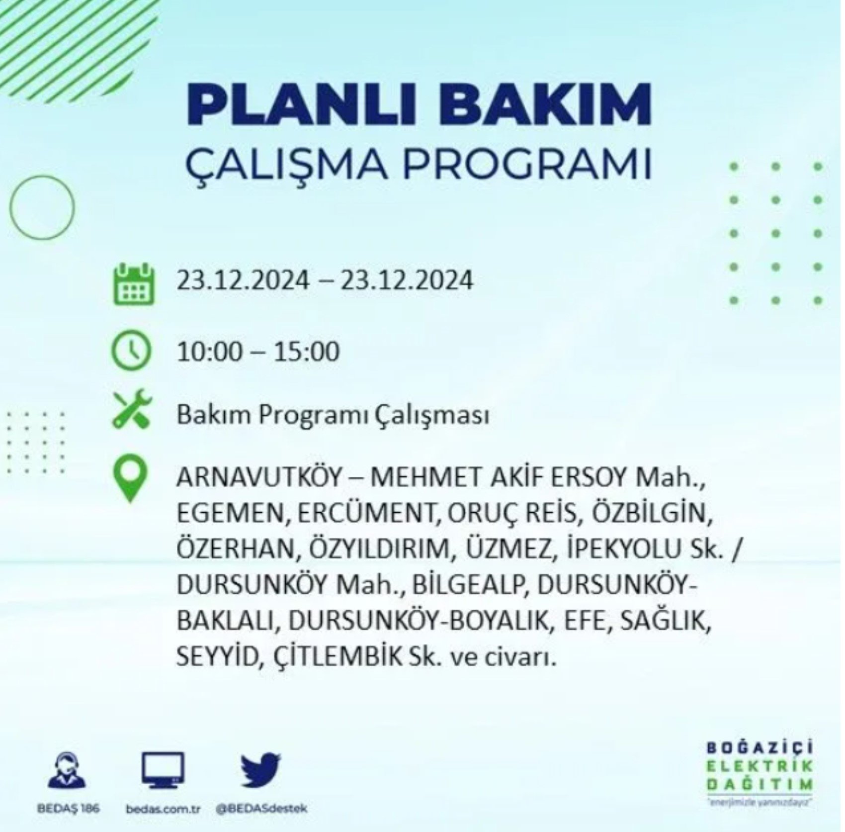 BEDAŞ açıkladı... İstanbul'da elektrik kesintisi: 23 Aralık'ta hangi mahalleler etkilenecek?