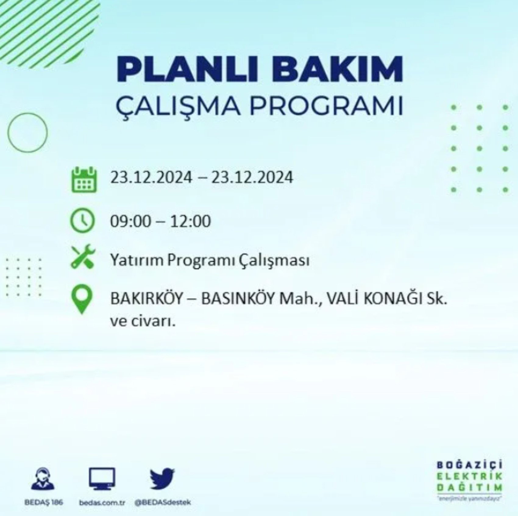 BEDAŞ açıkladı... İstanbul'da elektrik kesintisi: 23 Aralık'ta hangi mahalleler etkilenecek?