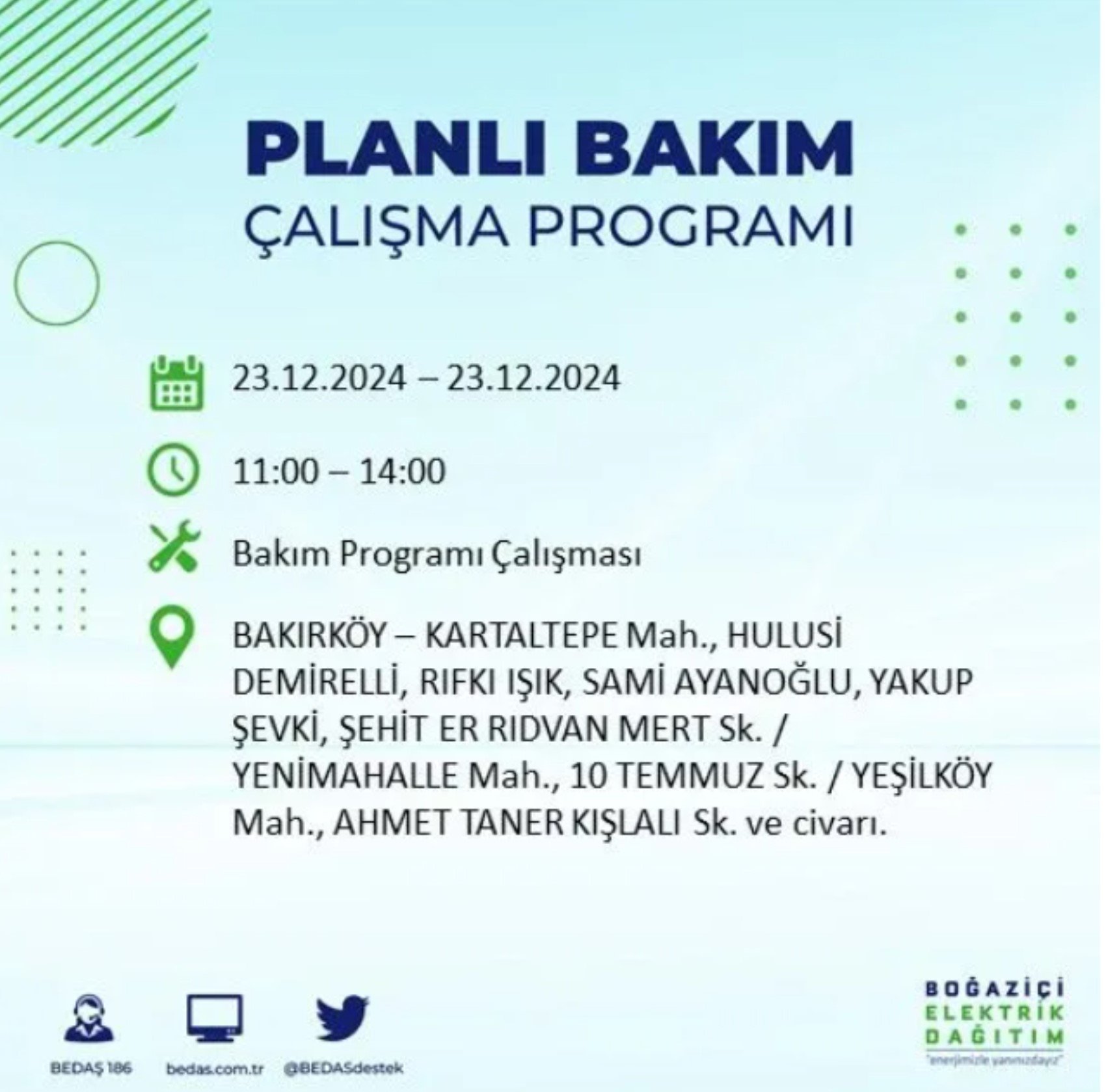 BEDAŞ açıkladı... İstanbul'da elektrik kesintisi: 23 Aralık'ta hangi mahalleler etkilenecek?