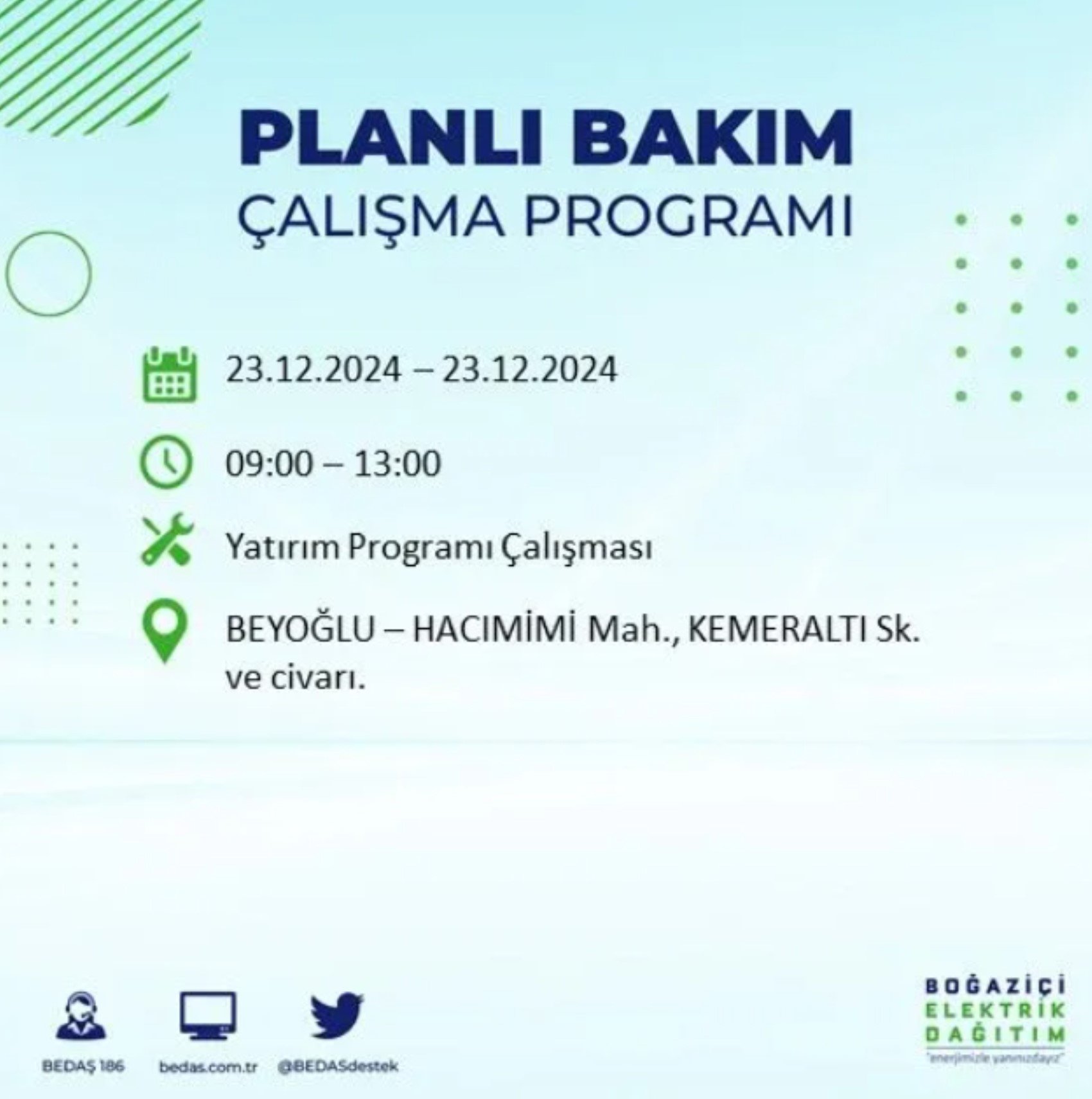 BEDAŞ açıkladı... İstanbul'da elektrik kesintisi: 23 Aralık'ta hangi mahalleler etkilenecek?