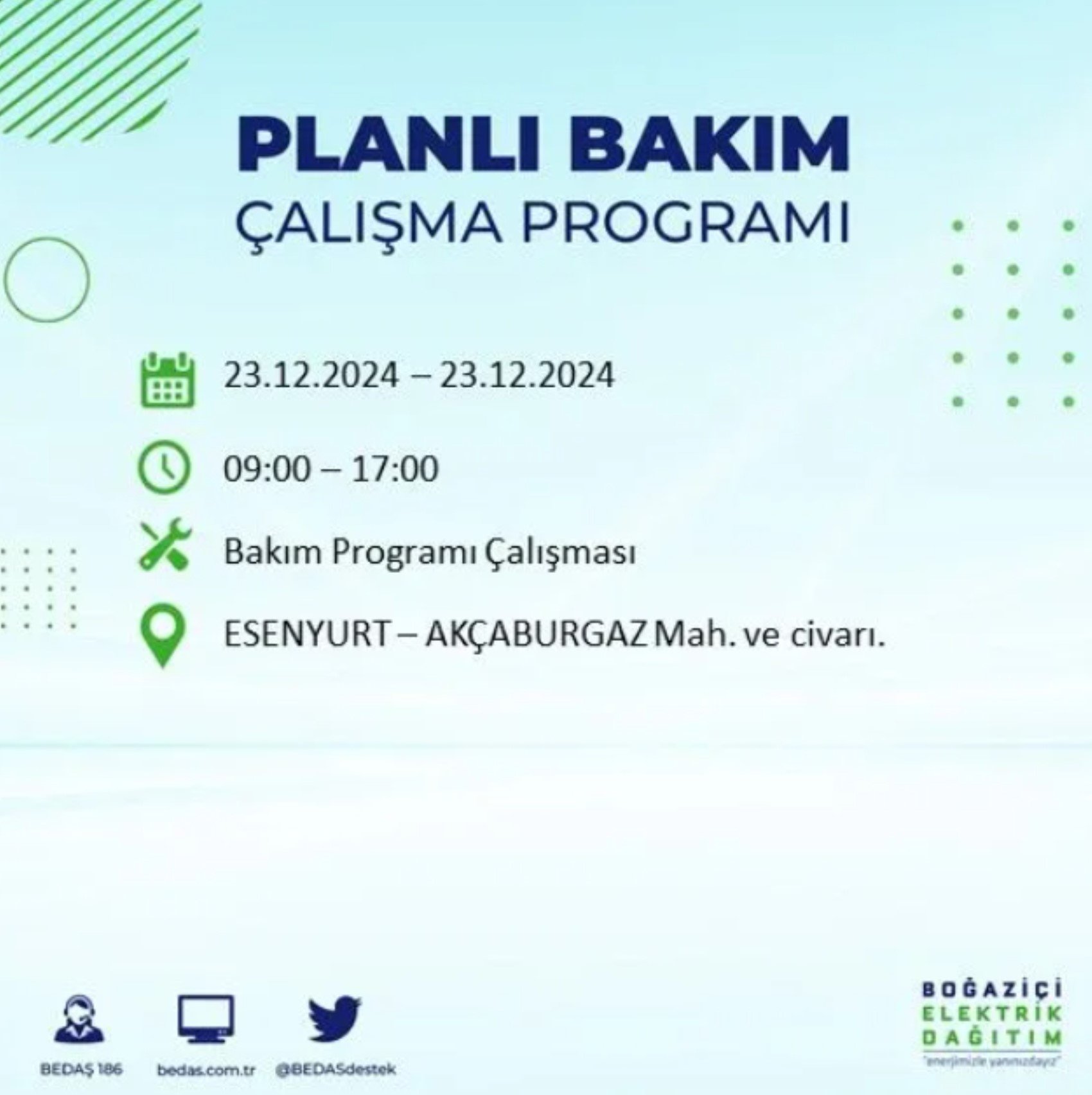 BEDAŞ açıkladı... İstanbul'da elektrik kesintisi: 23 Aralık'ta hangi mahalleler etkilenecek?