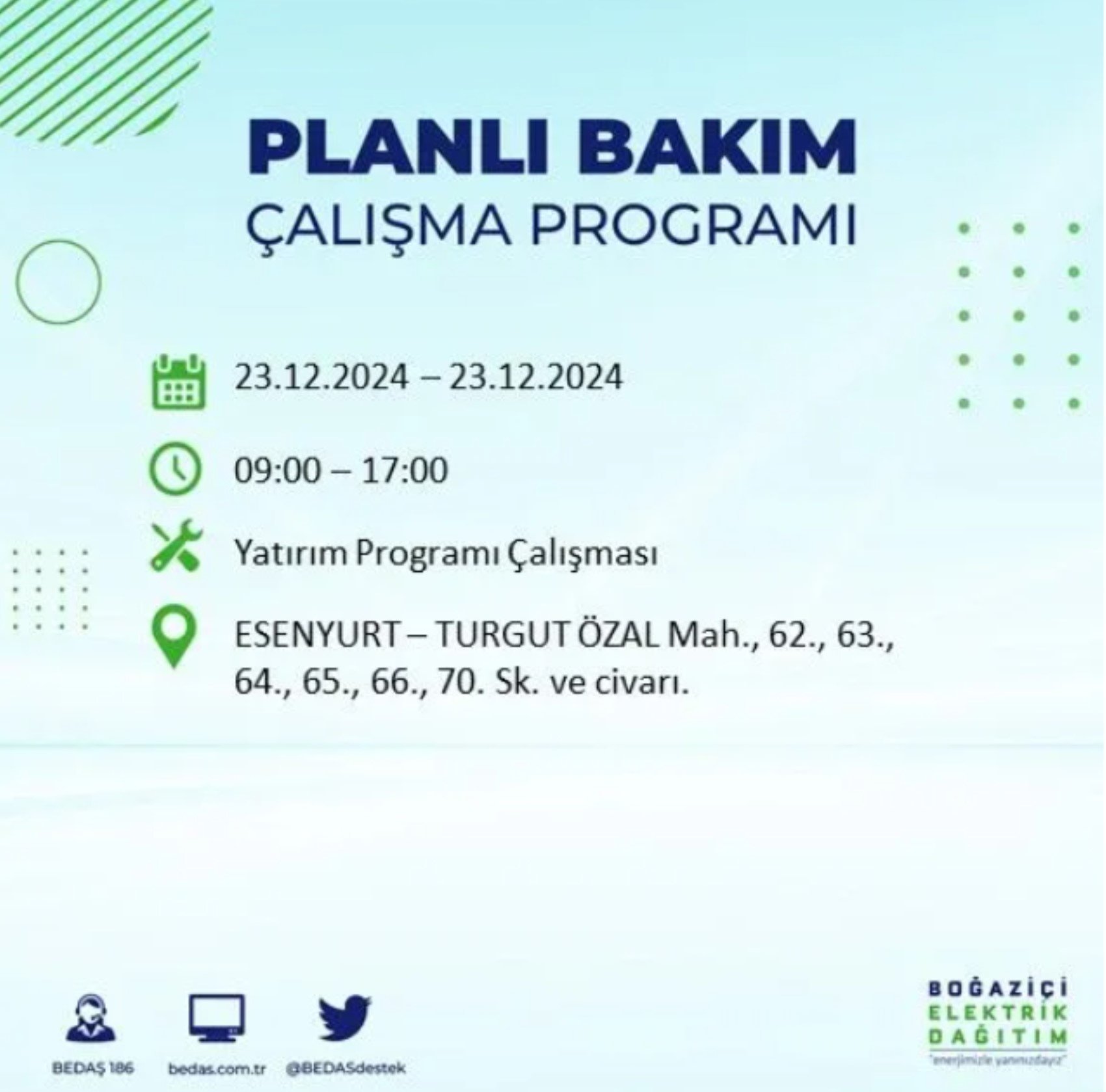 BEDAŞ açıkladı... İstanbul'da elektrik kesintisi: 23 Aralık'ta hangi mahalleler etkilenecek?