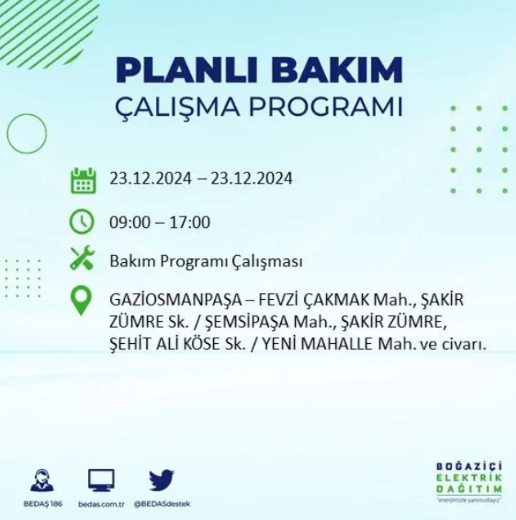 BEDAŞ açıkladı... İstanbul'da elektrik kesintisi: 23 Aralık'ta hangi mahalleler etkilenecek?