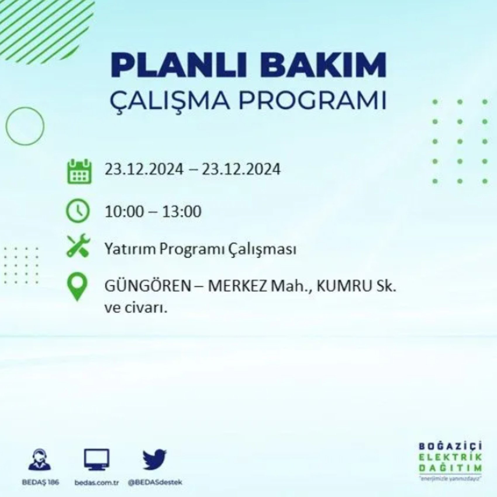 BEDAŞ açıkladı... İstanbul'da elektrik kesintisi: 23 Aralık'ta hangi mahalleler etkilenecek?