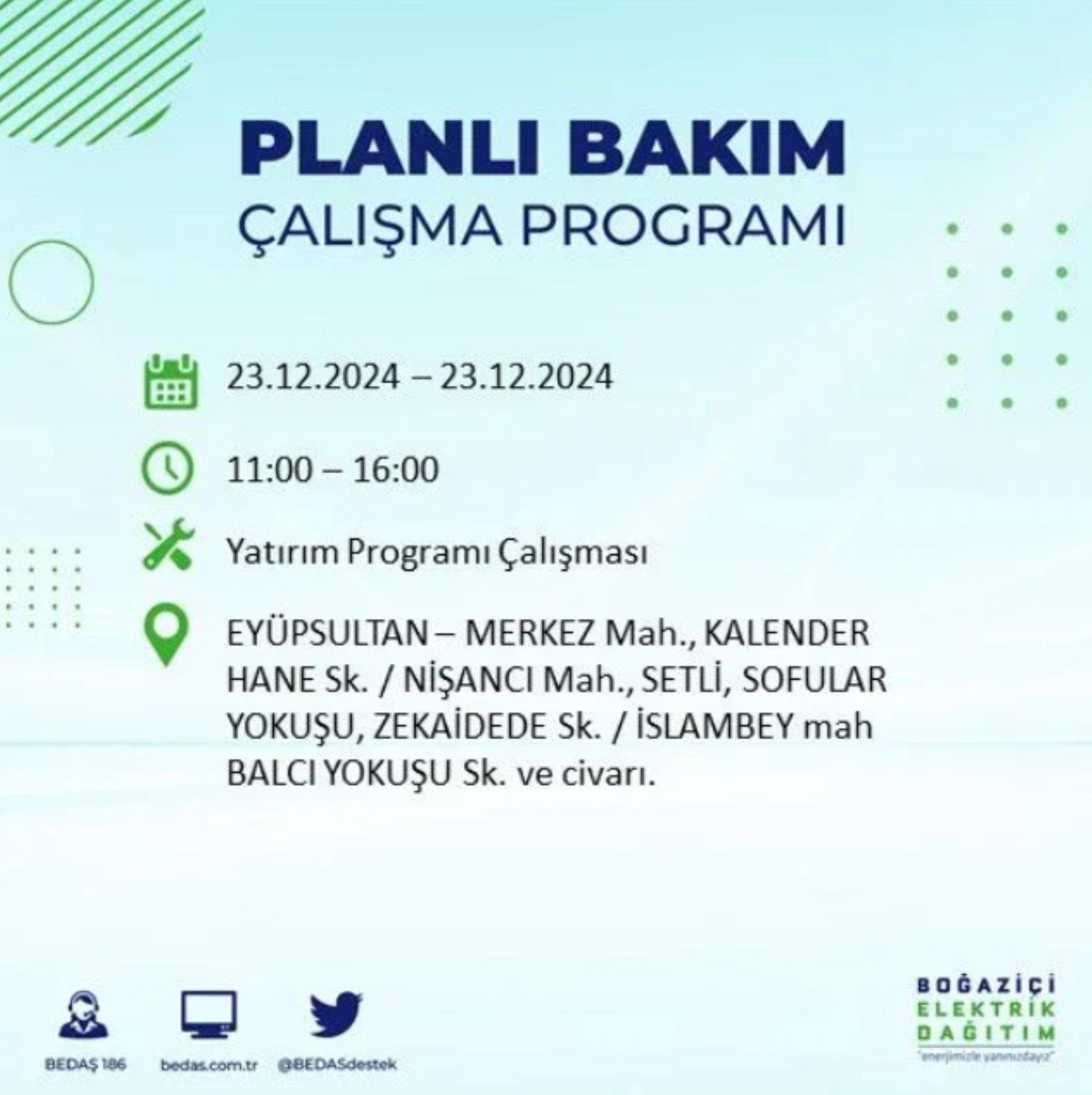 BEDAŞ açıkladı... İstanbul'da elektrik kesintisi: 23 Aralık'ta hangi mahalleler etkilenecek?