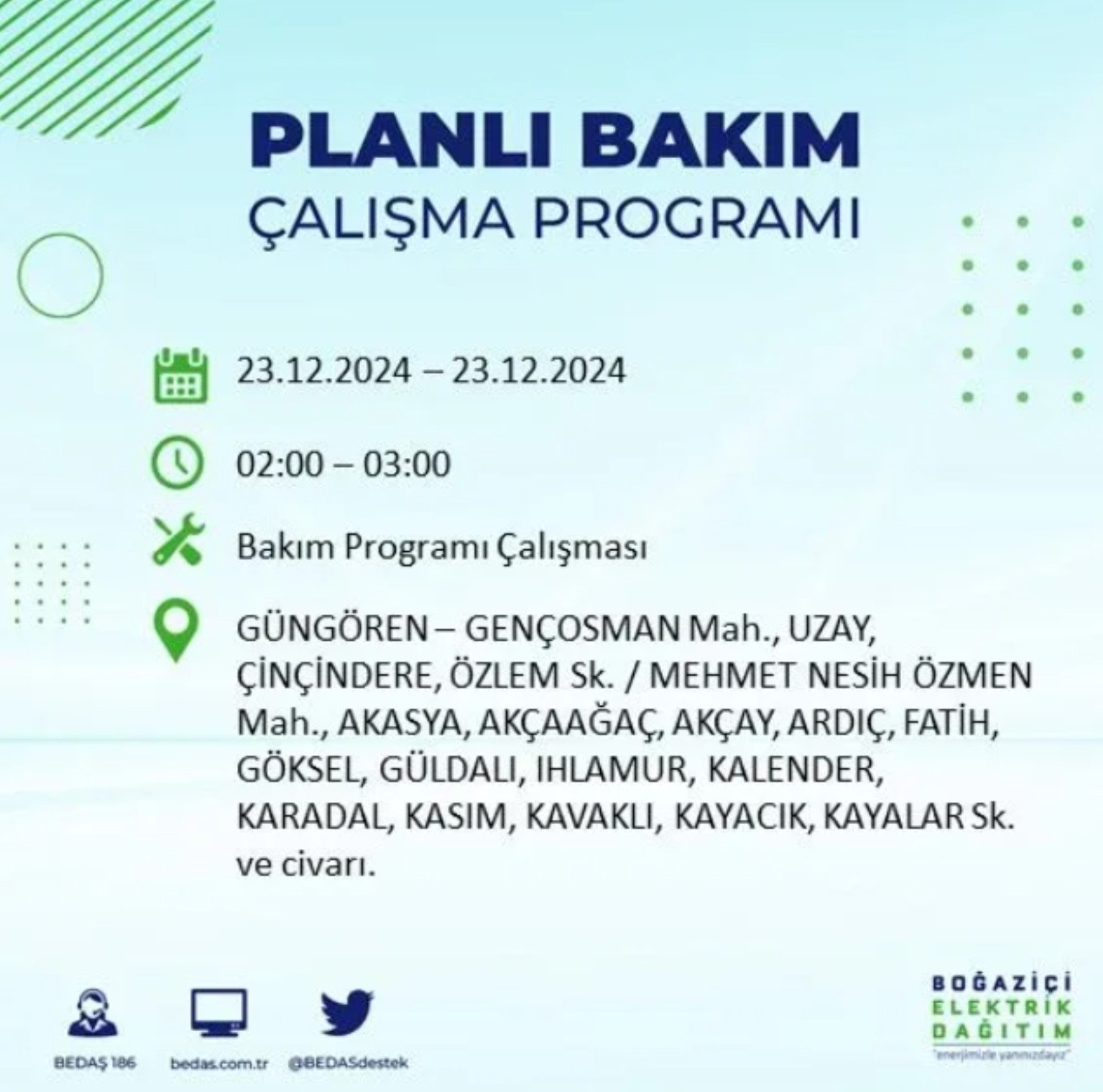 BEDAŞ açıkladı... İstanbul'da elektrik kesintisi: 23 Aralık'ta hangi mahalleler etkilenecek?