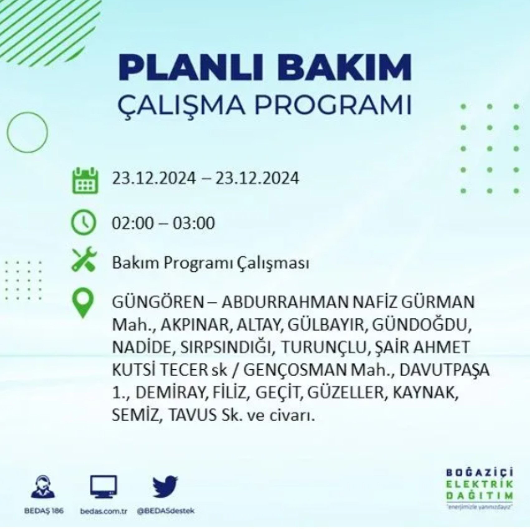 BEDAŞ açıkladı... İstanbul'da elektrik kesintisi: 23 Aralık'ta hangi mahalleler etkilenecek?