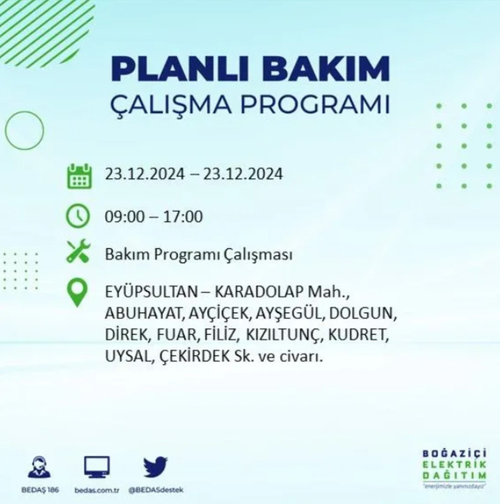 BEDAŞ açıkladı... İstanbul'da elektrik kesintisi: 23 Aralık'ta hangi mahalleler etkilenecek?