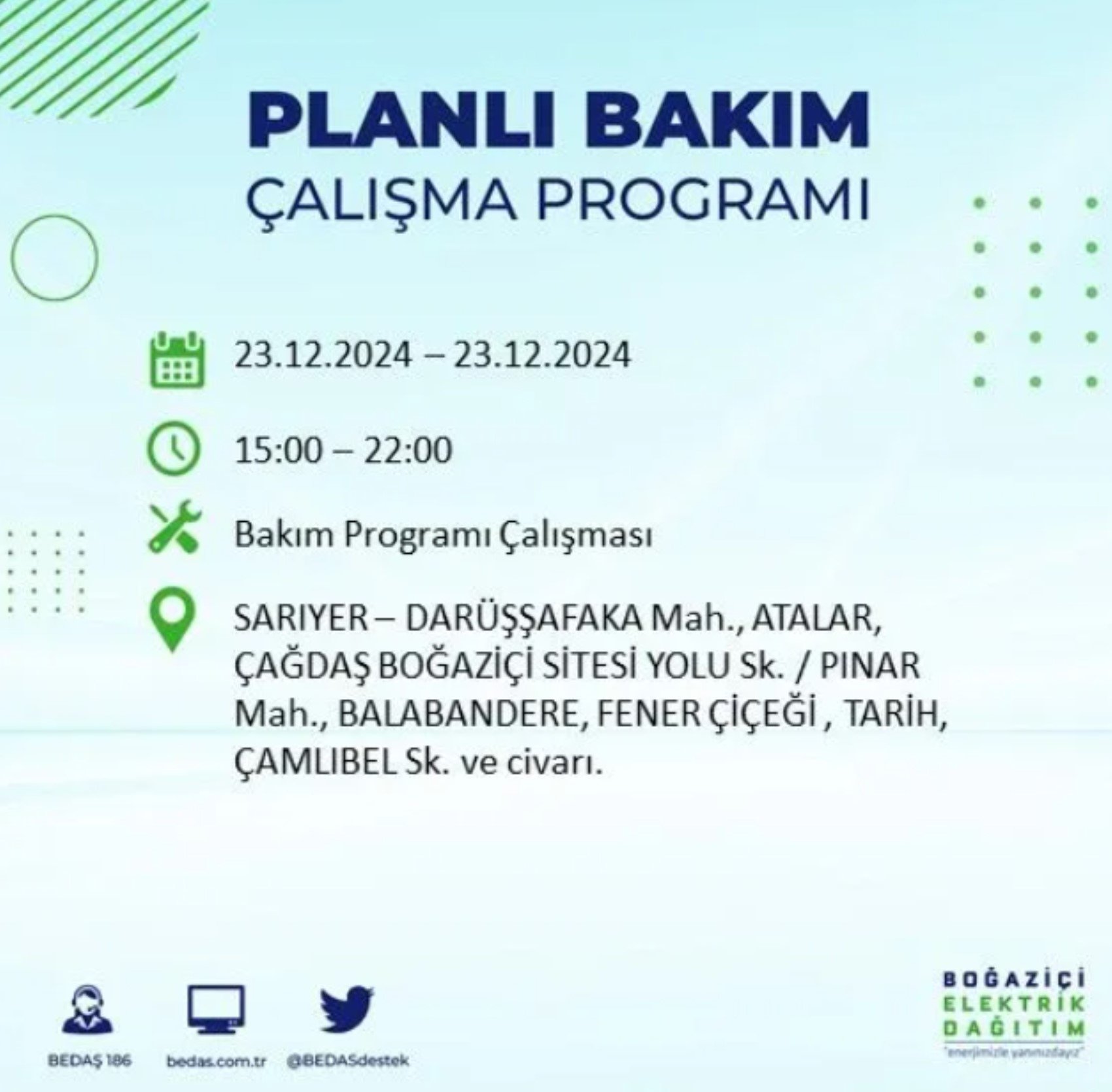 BEDAŞ açıkladı... İstanbul'da elektrik kesintisi: 23 Aralık'ta hangi mahalleler etkilenecek?