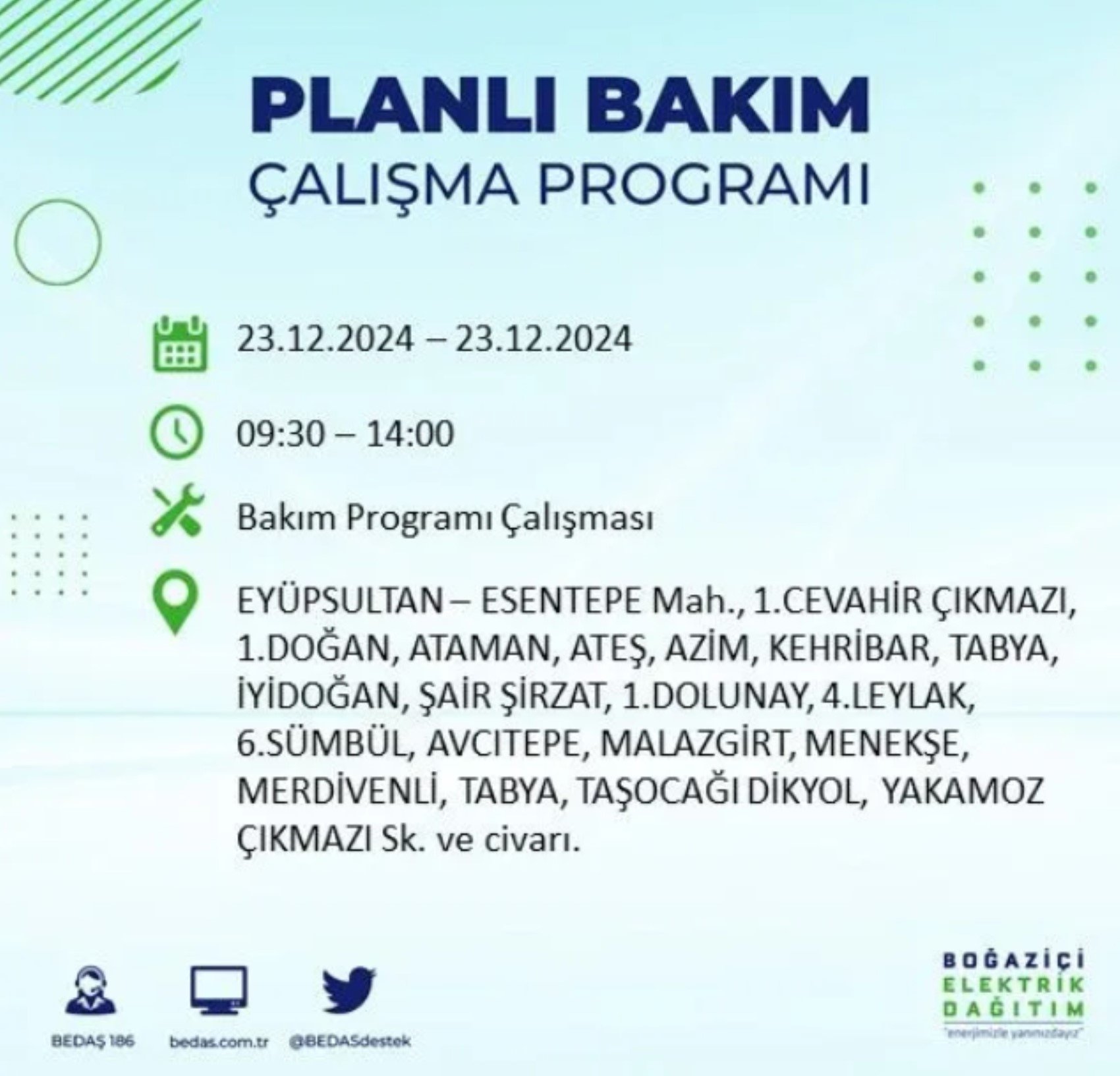 BEDAŞ açıkladı... İstanbul'da elektrik kesintisi: 23 Aralık'ta hangi mahalleler etkilenecek?