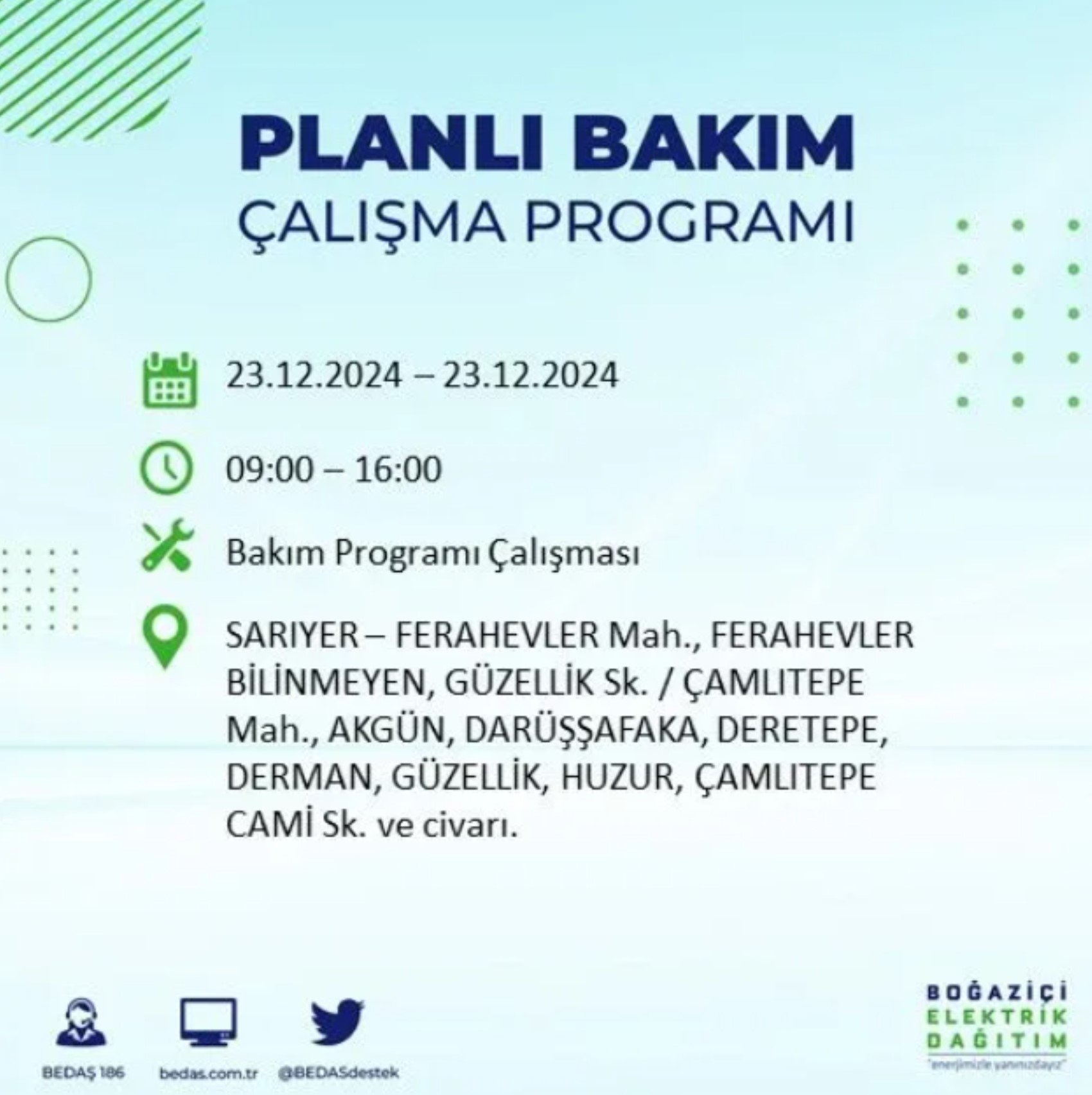 BEDAŞ açıkladı... İstanbul'da elektrik kesintisi: 23 Aralık'ta hangi mahalleler etkilenecek?