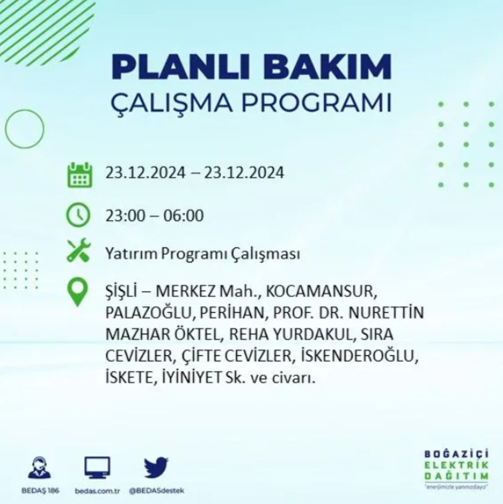 BEDAŞ açıkladı... İstanbul'da elektrik kesintisi: 23 Aralık'ta hangi mahalleler etkilenecek?